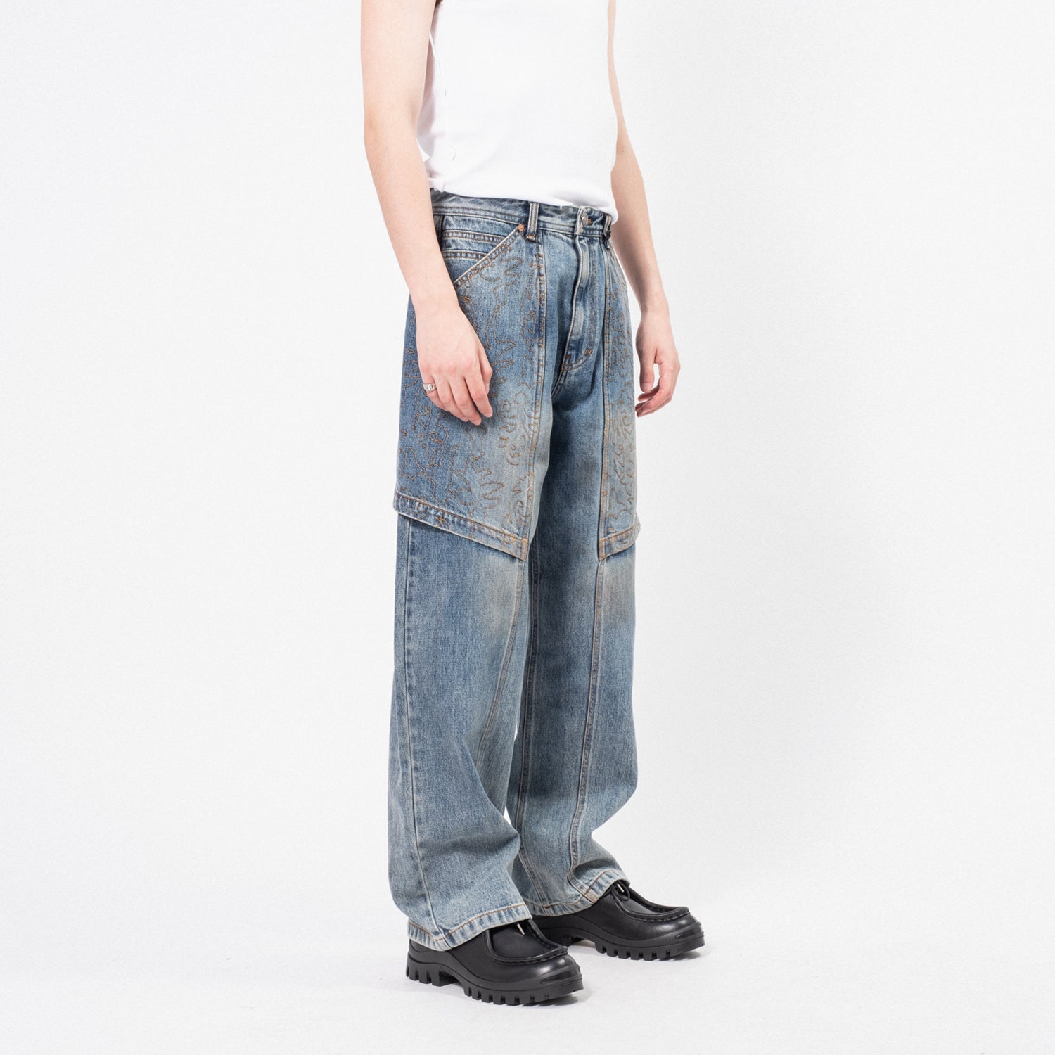 [ANDERSSON BELL] EMBROIDERY WRAP JEANS _ BLUE