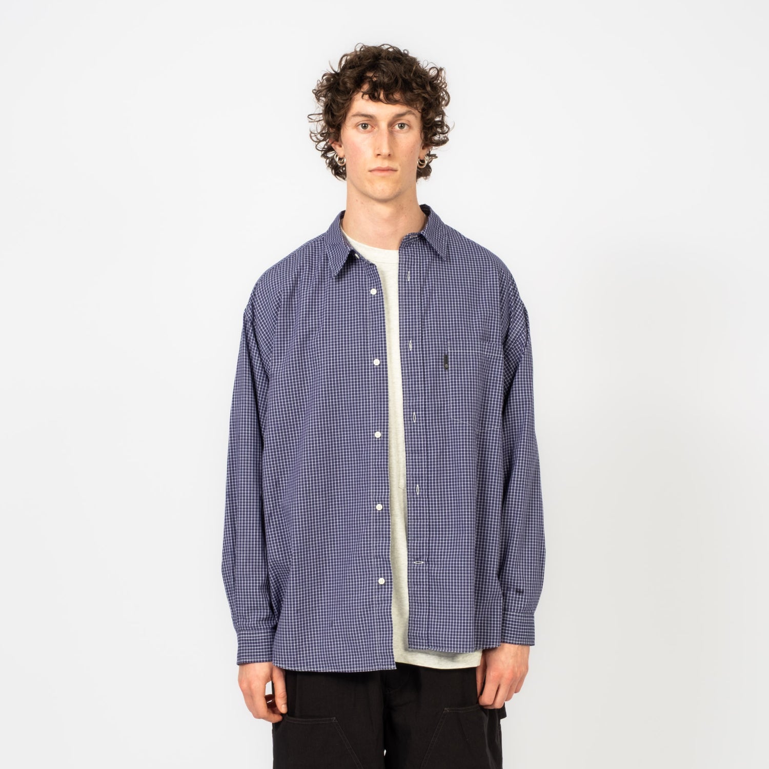 [MOIF] UNIFORM SHIRT _ BLUE GRID