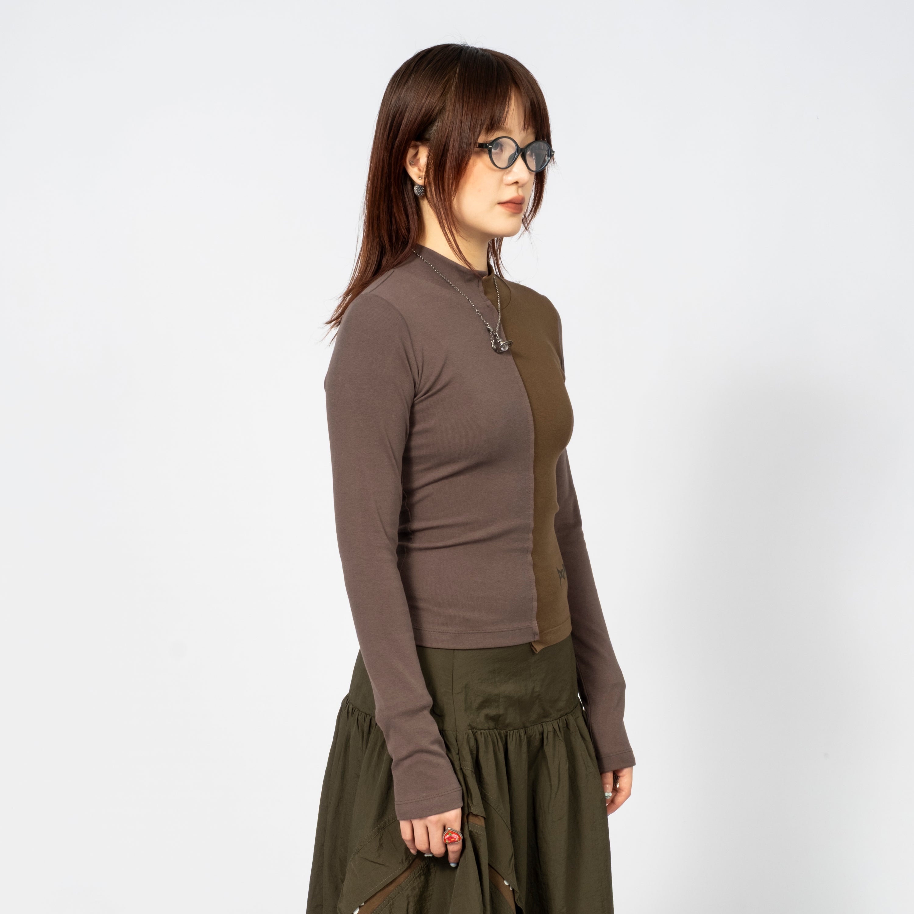 [PAM] SLIP LS TOP _ GREEN/BROWN