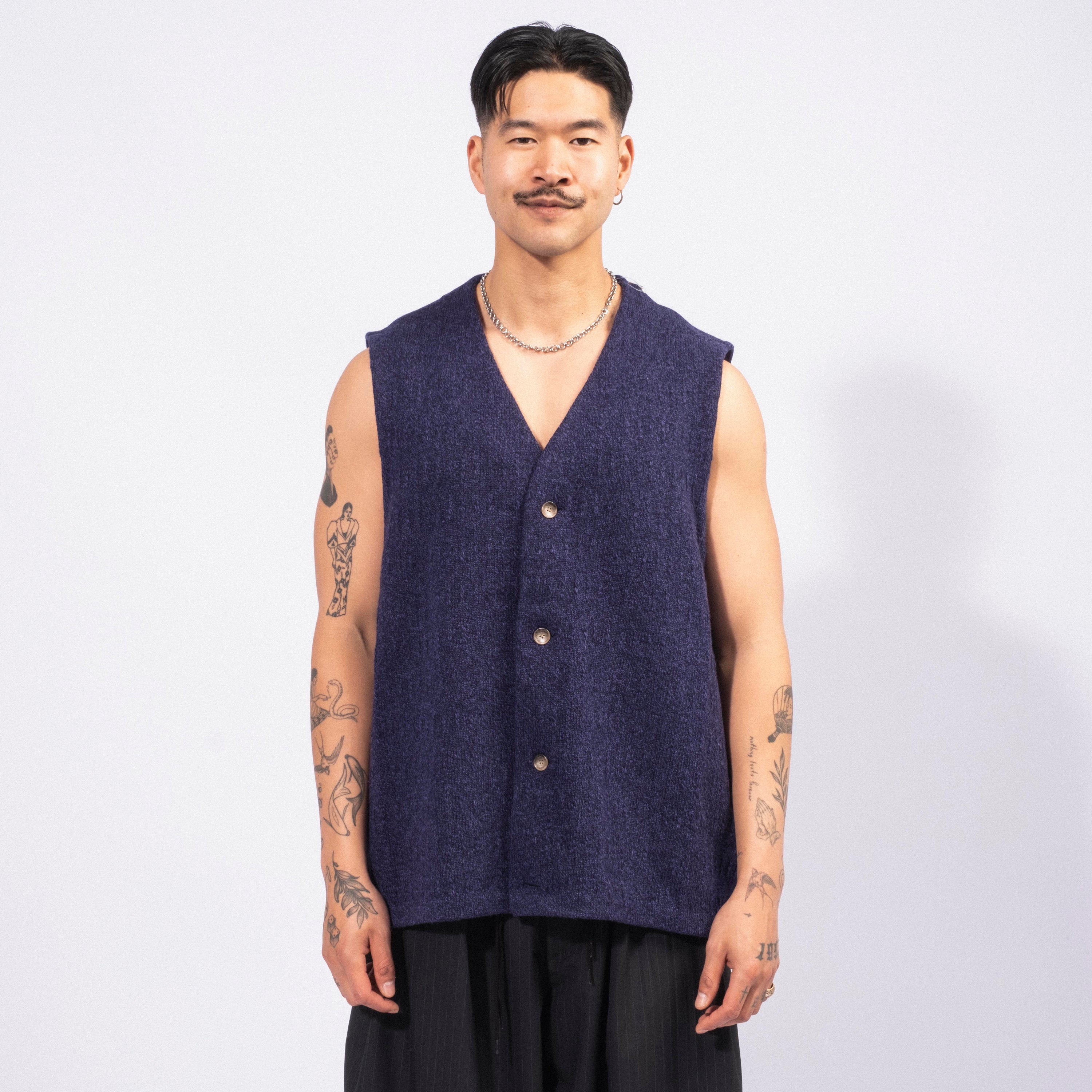[SILLAGE] GILET THREE D KNIT _ NAVY