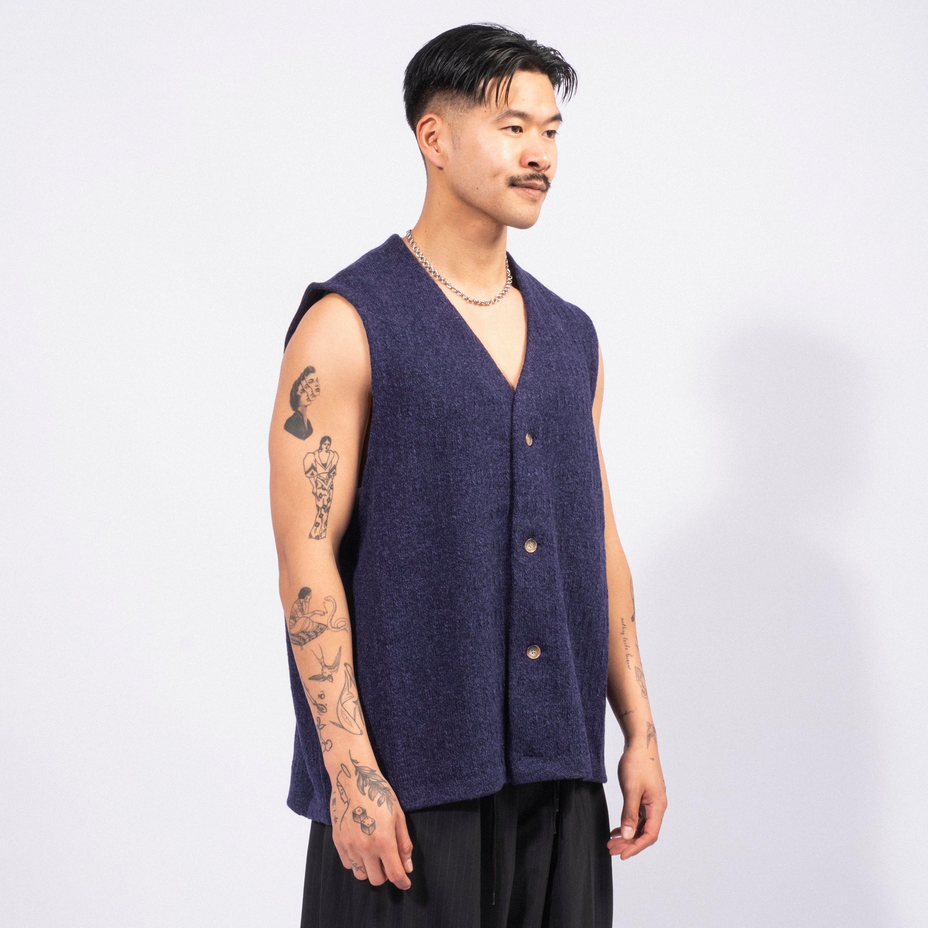 [SILLAGE] GILET THREE D KNIT _ NAVY