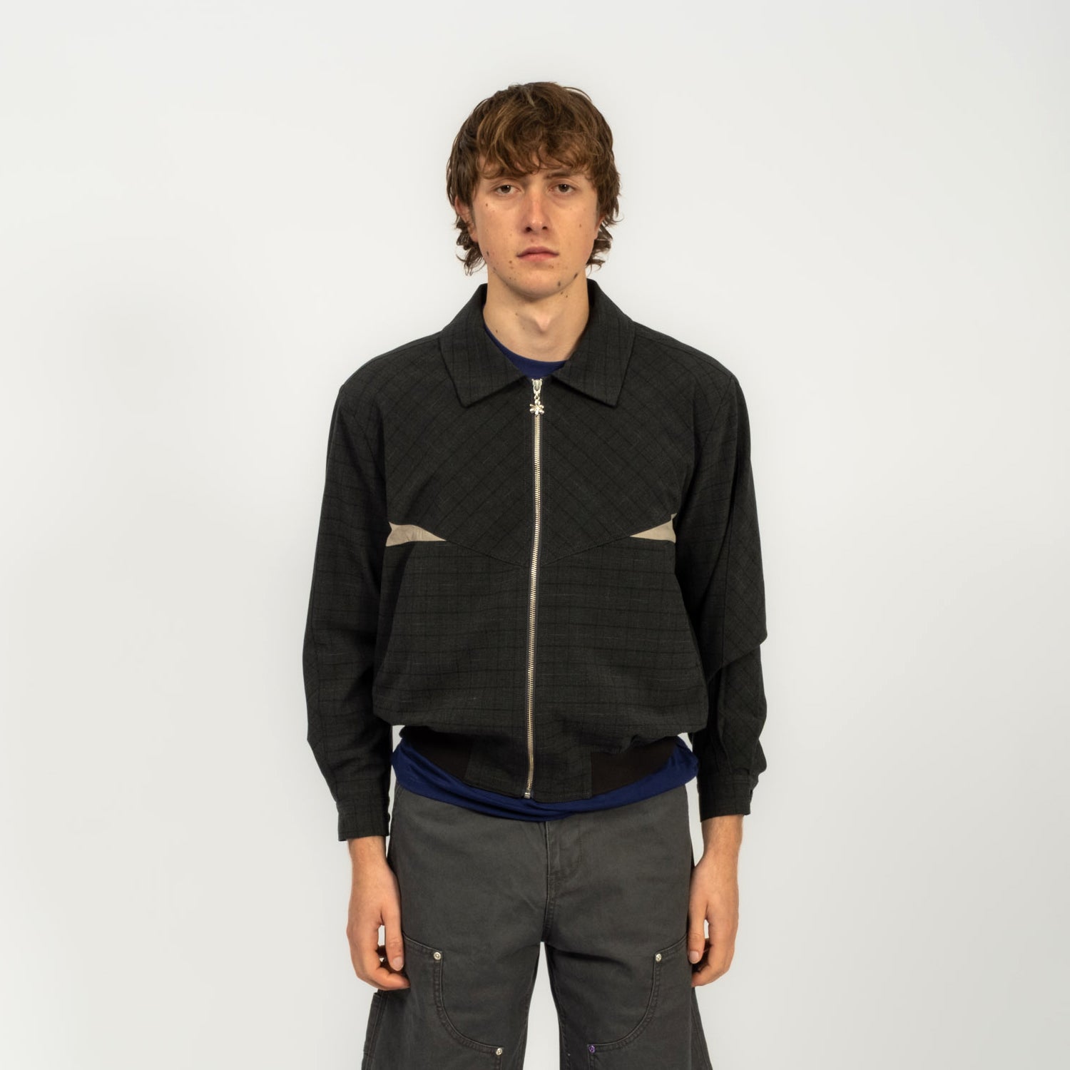 [PAM] MATTER CLARK COLLARED JACKET _ GREY CHECK