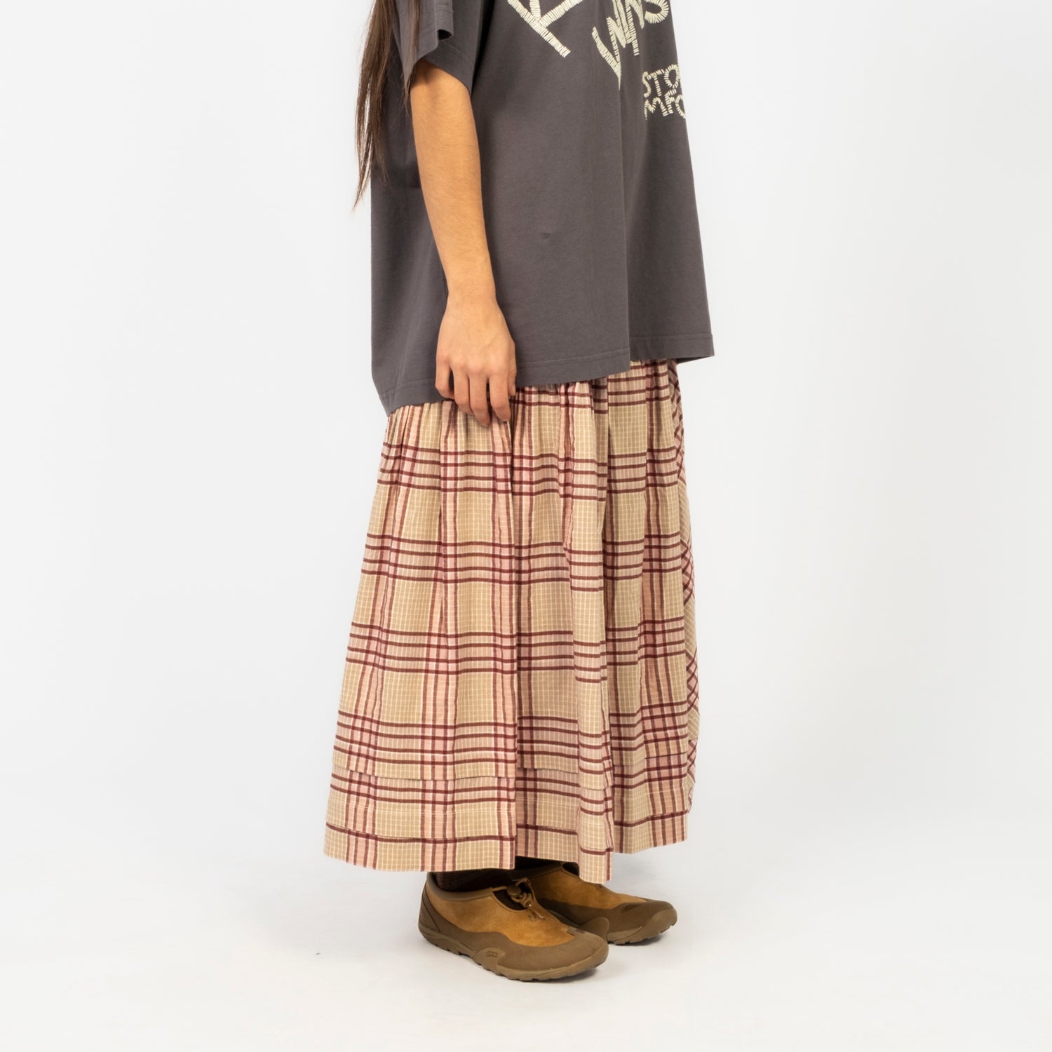 [STORY MFG] JUNIPER SKIRT _ FLORA CHECK HANDLOOM
