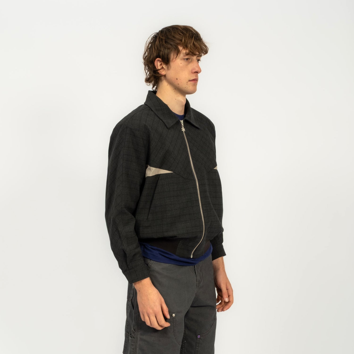 [PAM] MATTER CLARK COLLARED JACKET _ GREY CHECK