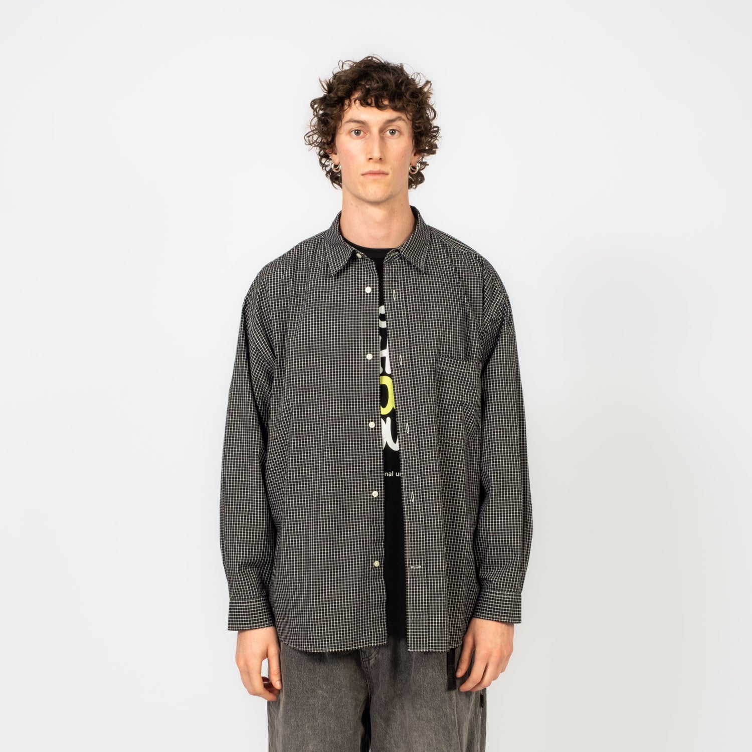 [MOIF] UNIFORM SHIRT _ BLACK GRID