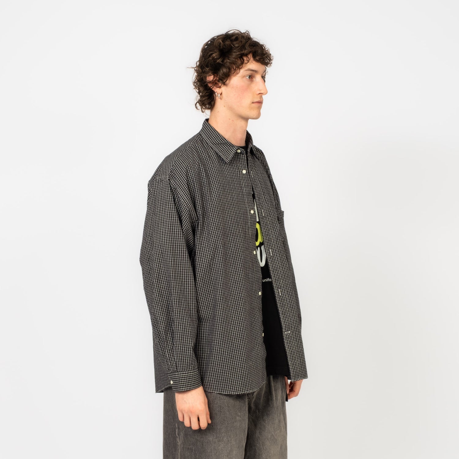 [MOIF] UNIFORM SHIRT _ BLACK GRID
