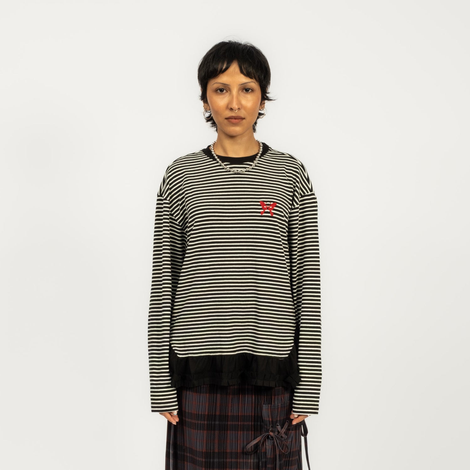 [PAM] AMASS STRIPED RUFFLE LS TOP _ BOARDER STRIPE