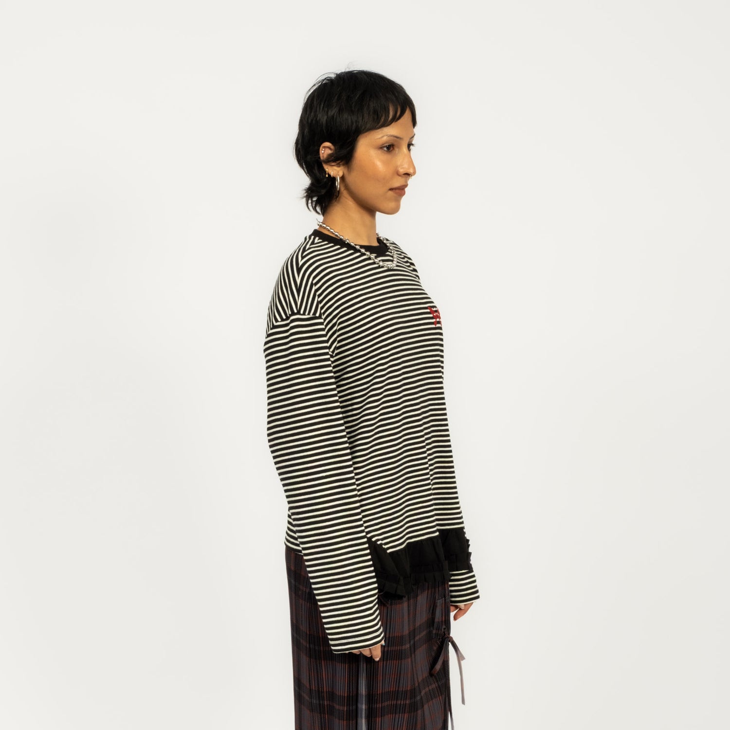 [PAM] AMASS STRIPED RUFFLE LS TOP _ BOARDER STRIPE