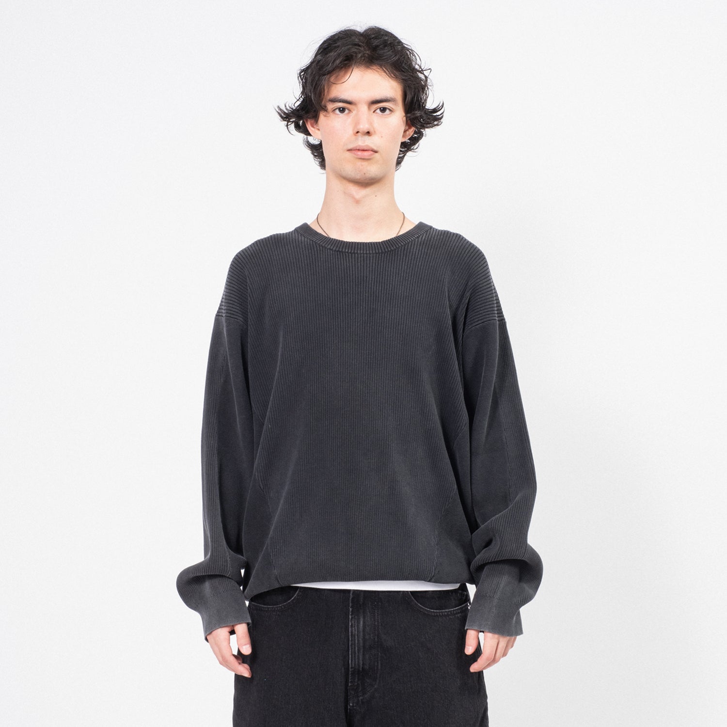 [UNAFFECTED] DYED CREWNECK KNIT _ BLACK