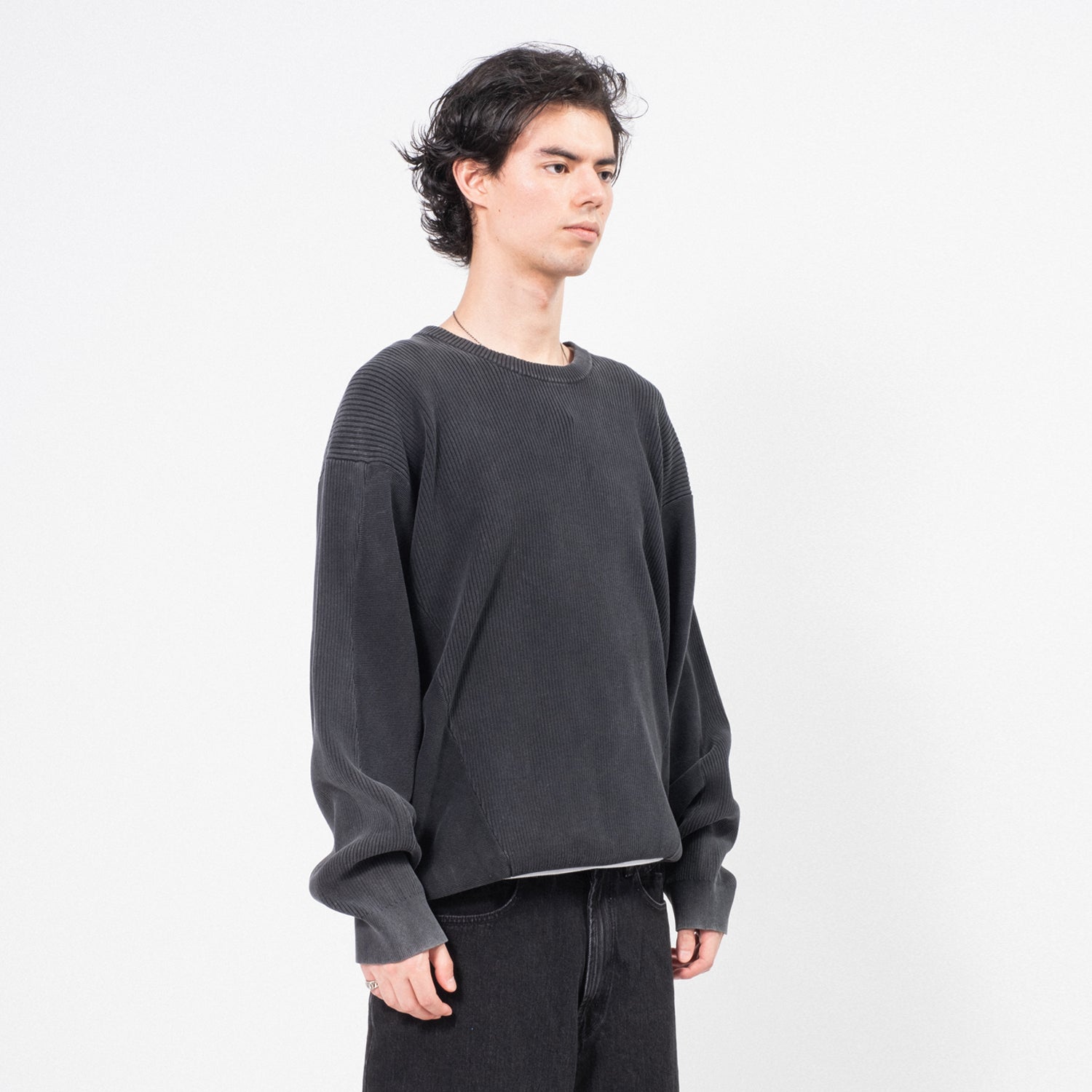 [UNAFFECTED] DYED CREWNECK KNIT _ BLACK