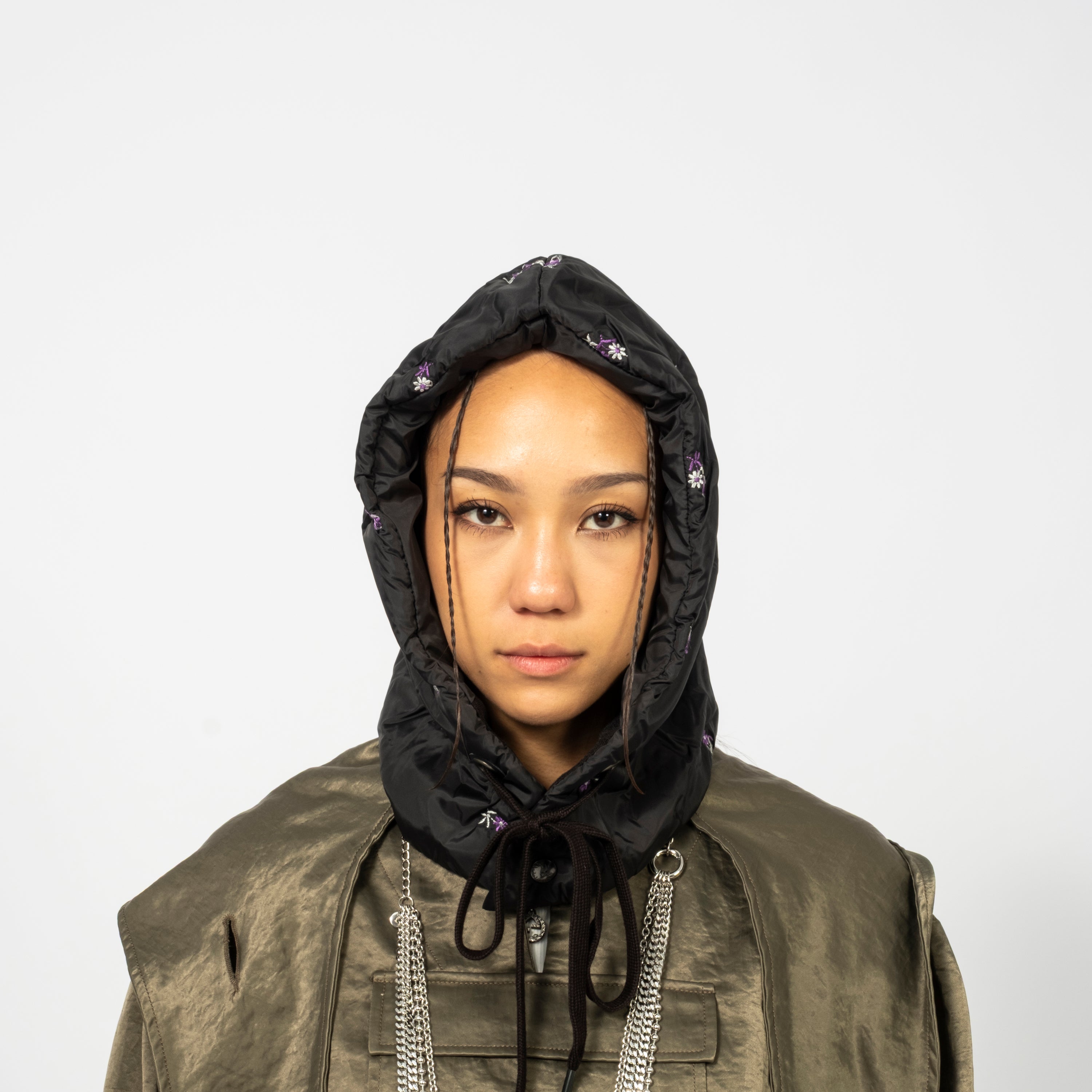 [RHODOLIRION] PADDED HOODY SCARF _ BLACK