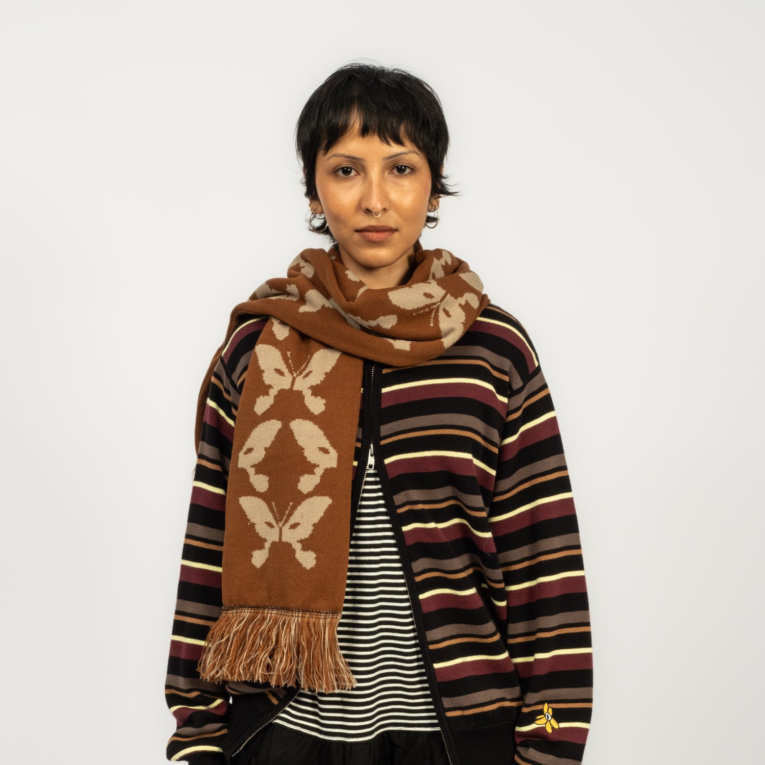 [PAM] KALEIDOSCOPE BONNET SCARF _ BROWN