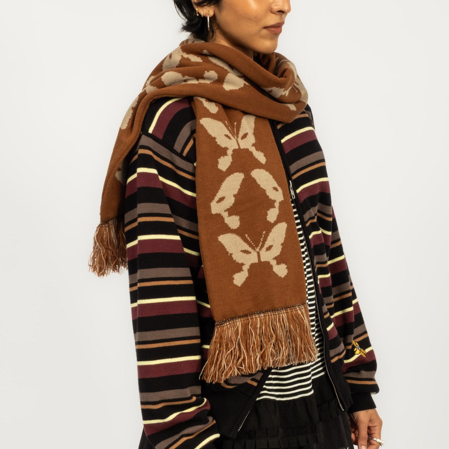 [PAM] KALEIDOSCOPE BONNET SCARF _ BROWN