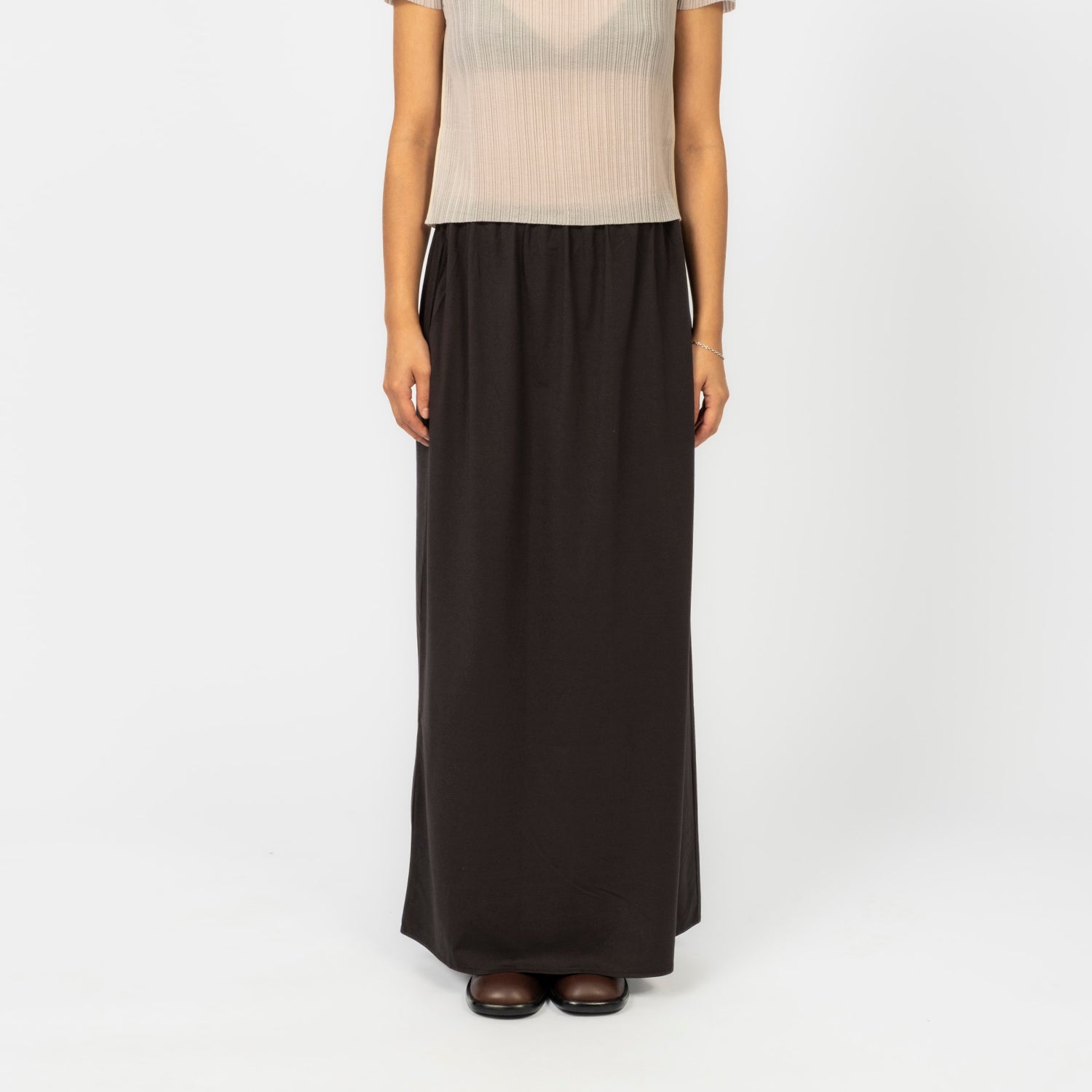 [AMOMENTO] JERSEY MAXI LONG SKIRT _ CHARCOAL