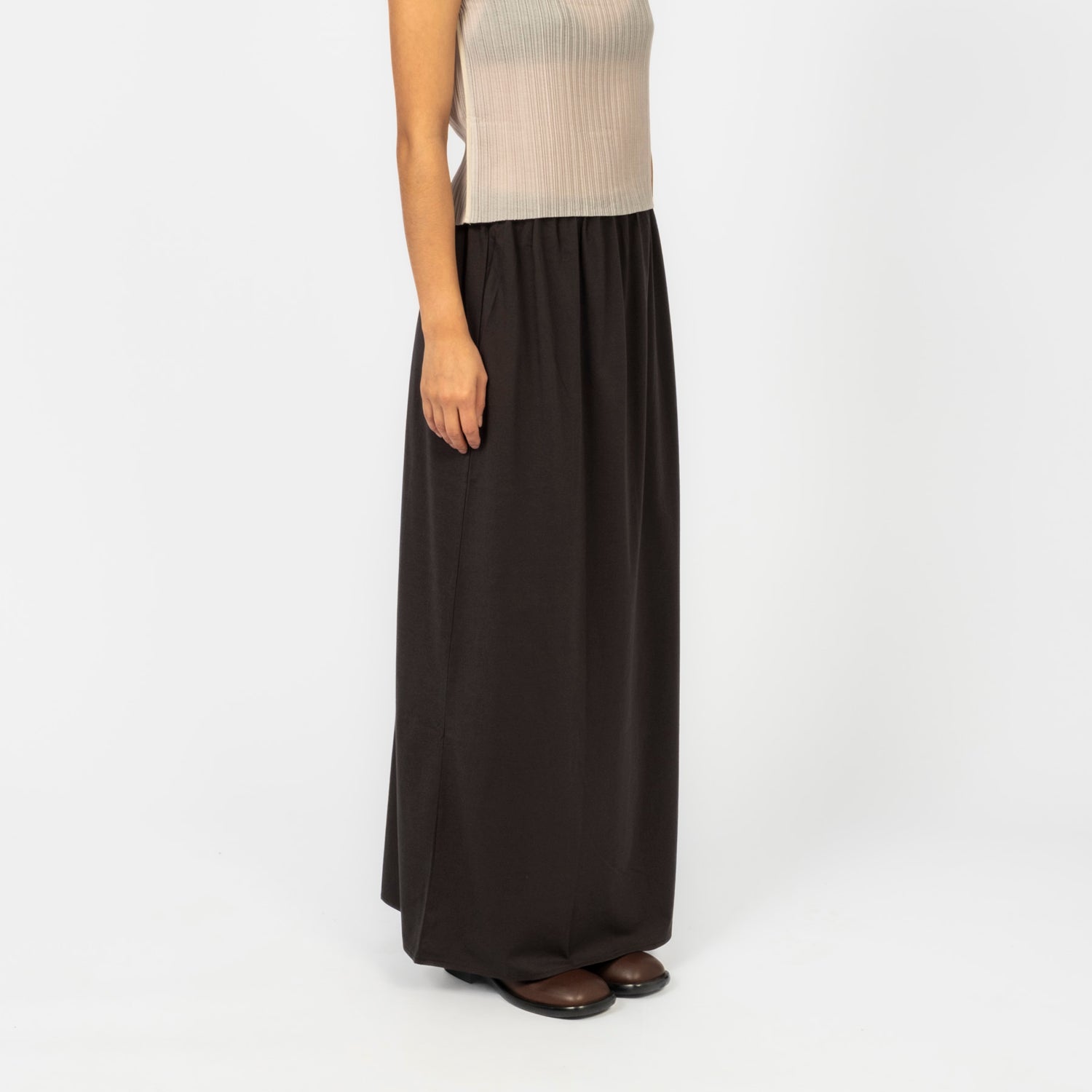 [AMOMENTO] JERSEY MAXI LONG SKIRT _ CHARCOAL