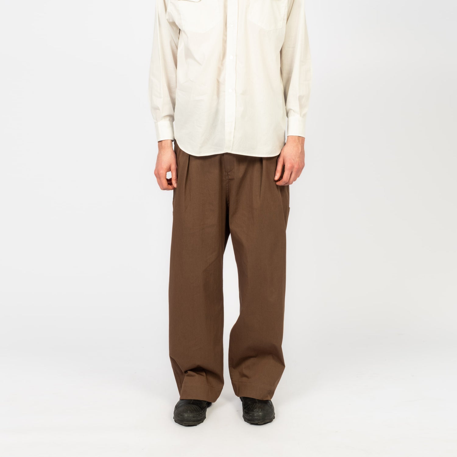 [KUNI] PLEATS WORK PANTS _ BROWN