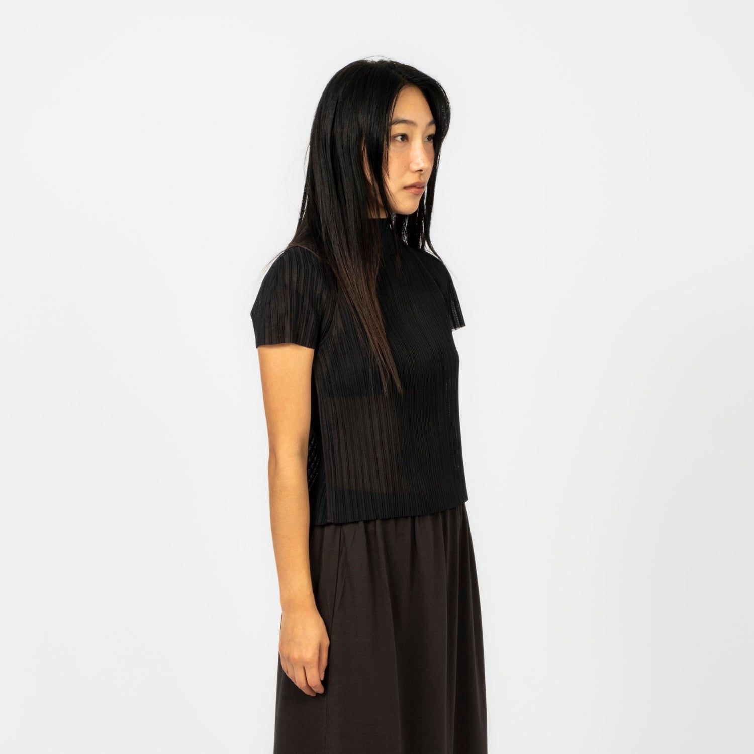 [AMOMENTO] WOMEN'S PLEATS RAGLAN TOP _ BLACK