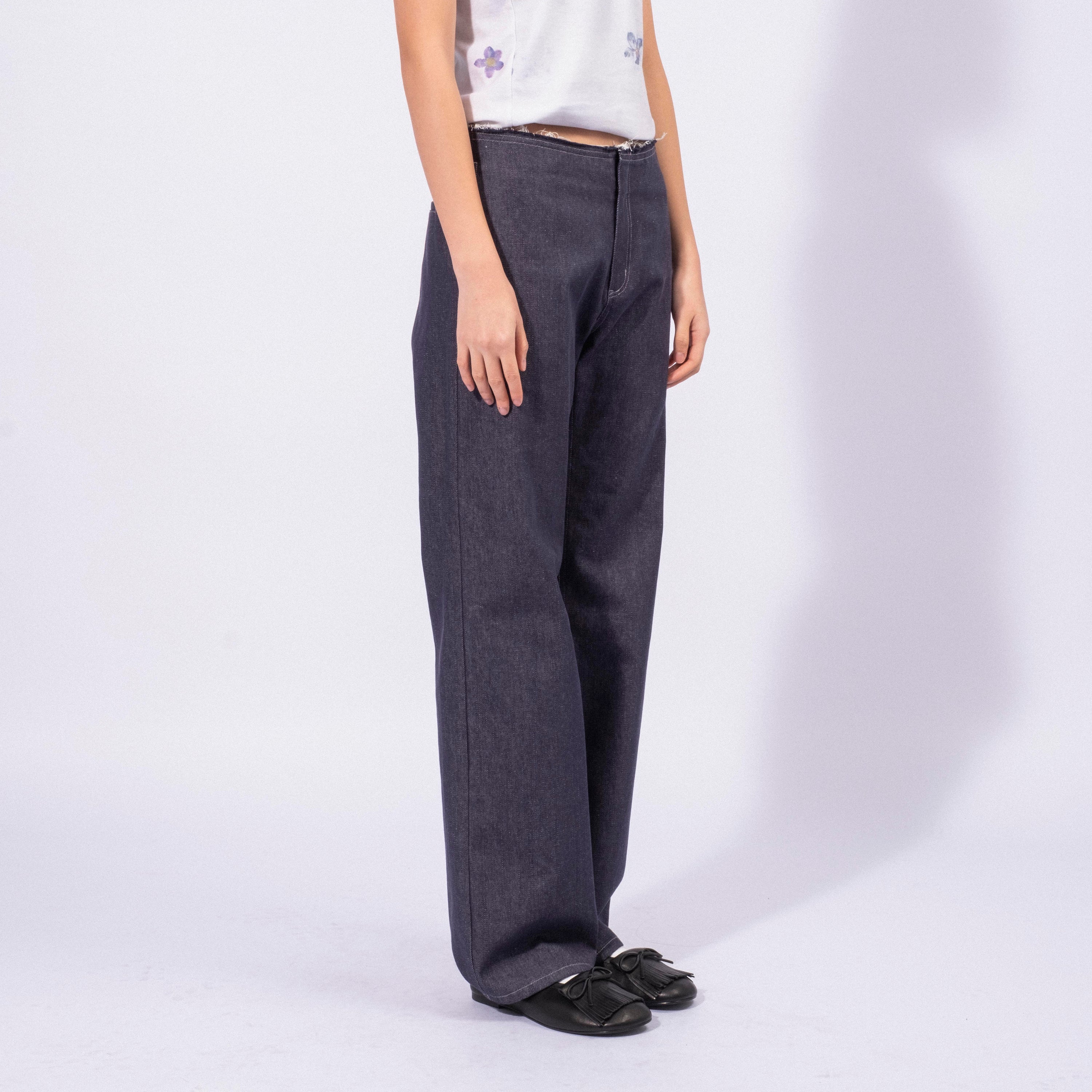 [TEAK] WAIST CUT-OUT DENIM PANTS _ BLUE