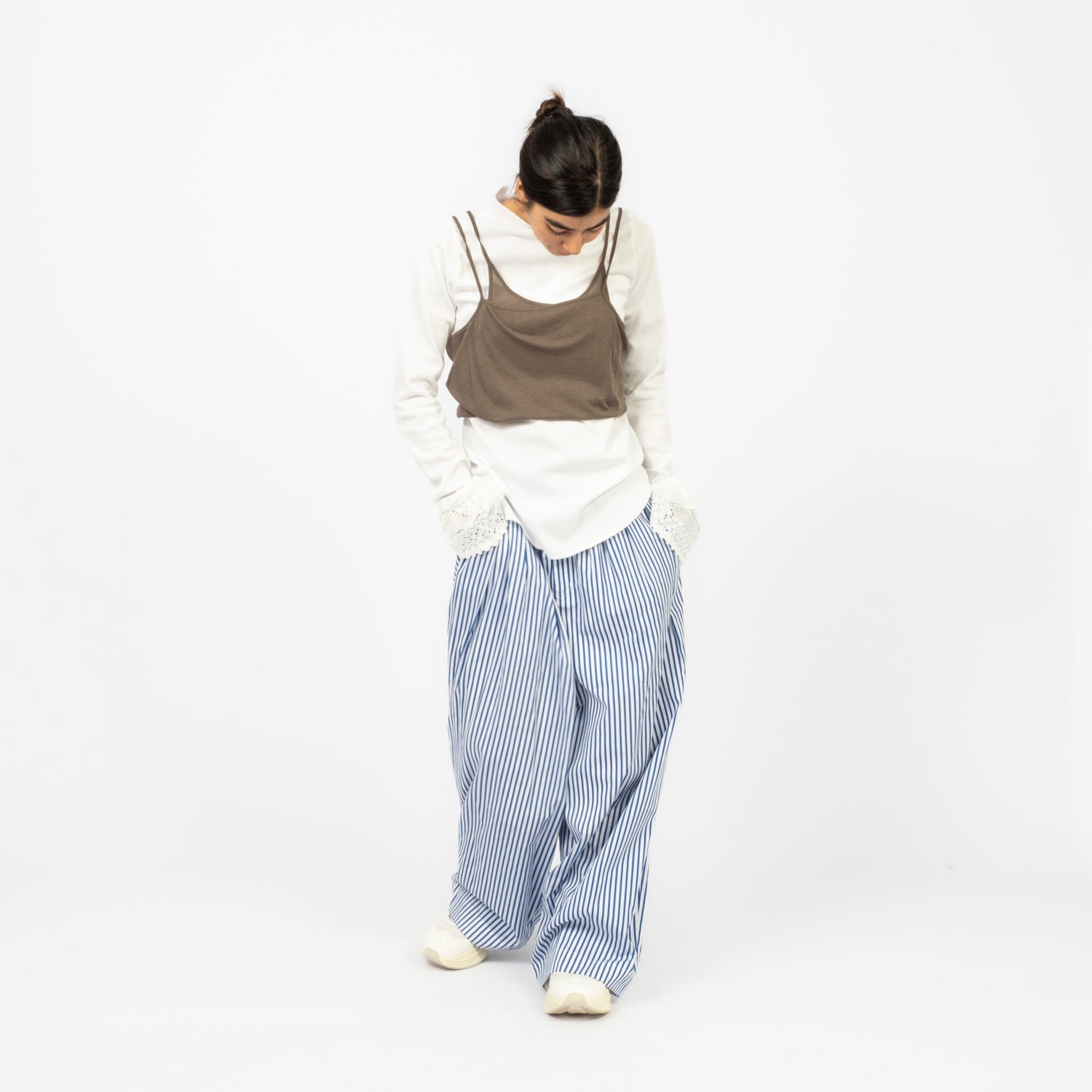 ロドリリオンRHODOLIRION-TRACK PANTS RHODOLIRION] TRACK BALLOON PANTS STRIPE _ OFF WHITE