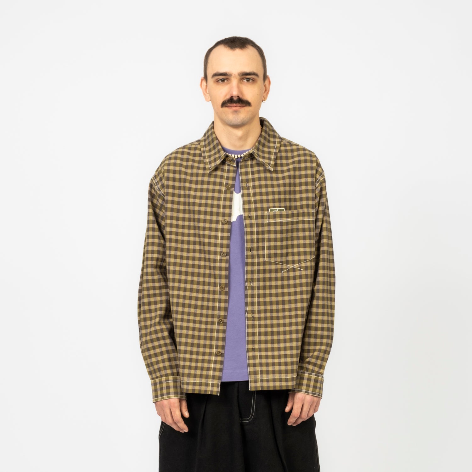 [STORY MFG] BRACKEN SHIRT _ COACH CHECK WONKY-WEAR