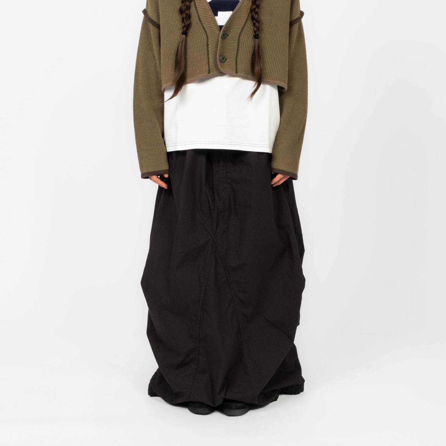 [BEAMS BOY] ARMY HIGH-WAIST ARRANGEMENT DRESS _ BLACK