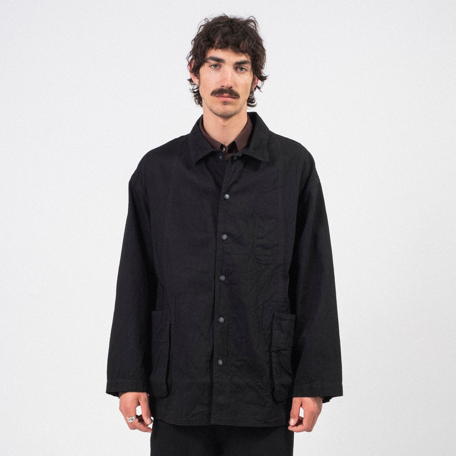 [PORTER CLASSIC] CLASSIC DENIM MIL-SHIRT JACKET _ BLACK