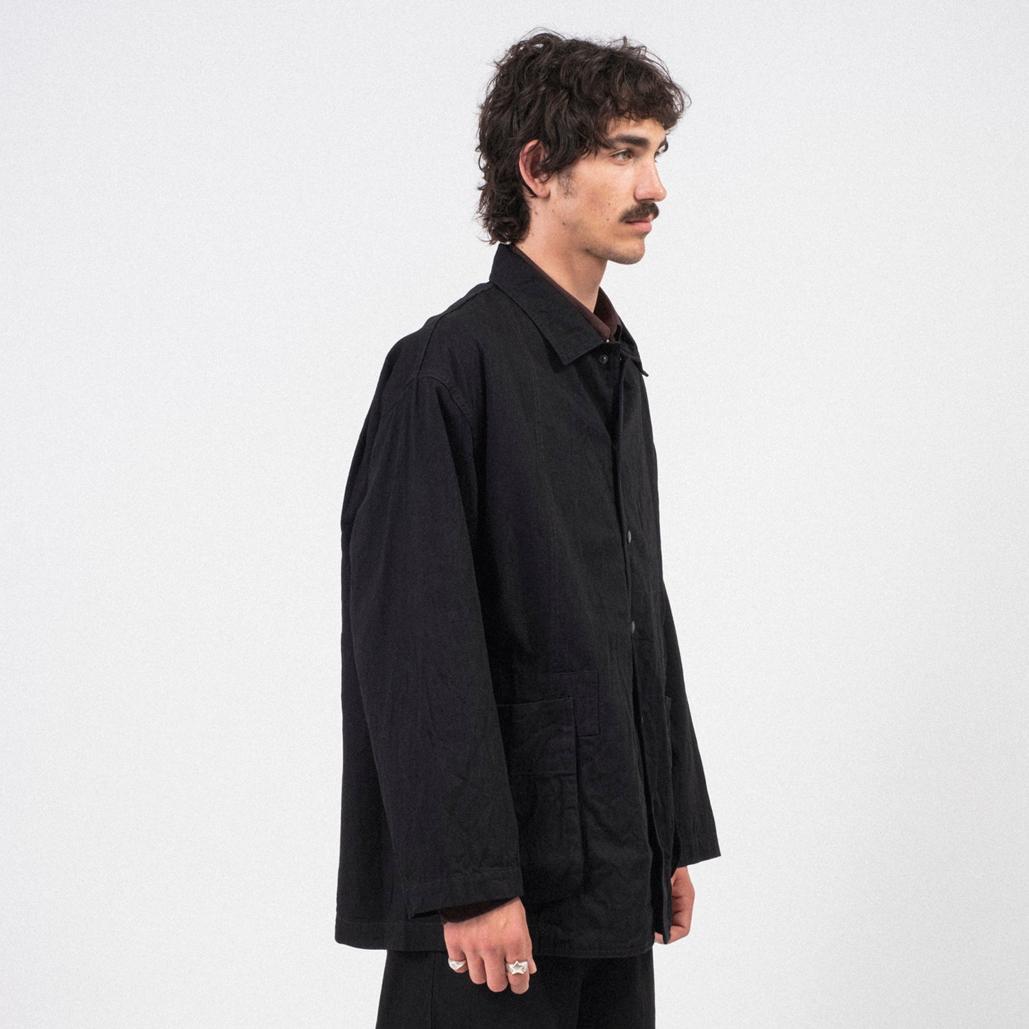 [PORTER CLASSIC] CLASSIC DENIM MIL-SHIRT JACKET _ BLACK