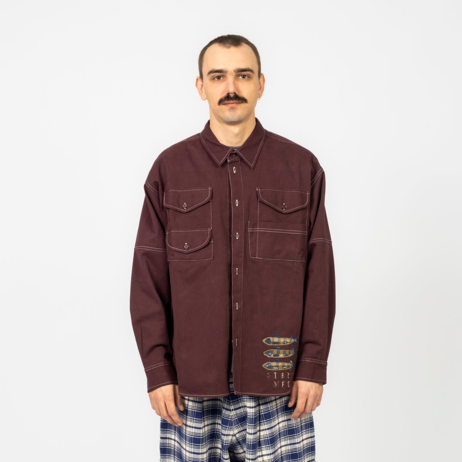 [STORY MFG] HARVEST SHIRT _ PURPLE FISH