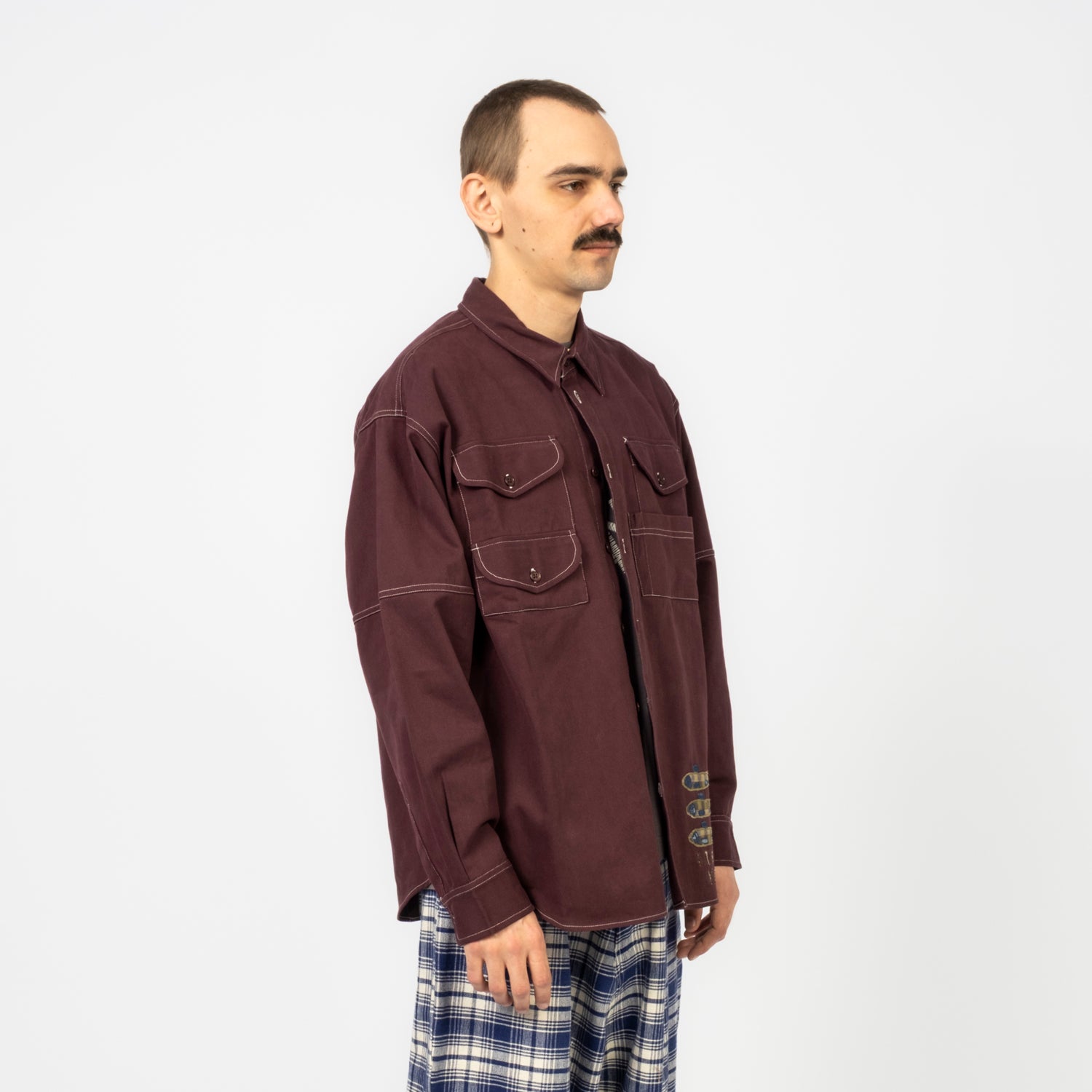 [STORY MFG] HARVEST SHIRT _ PURPLE FISH