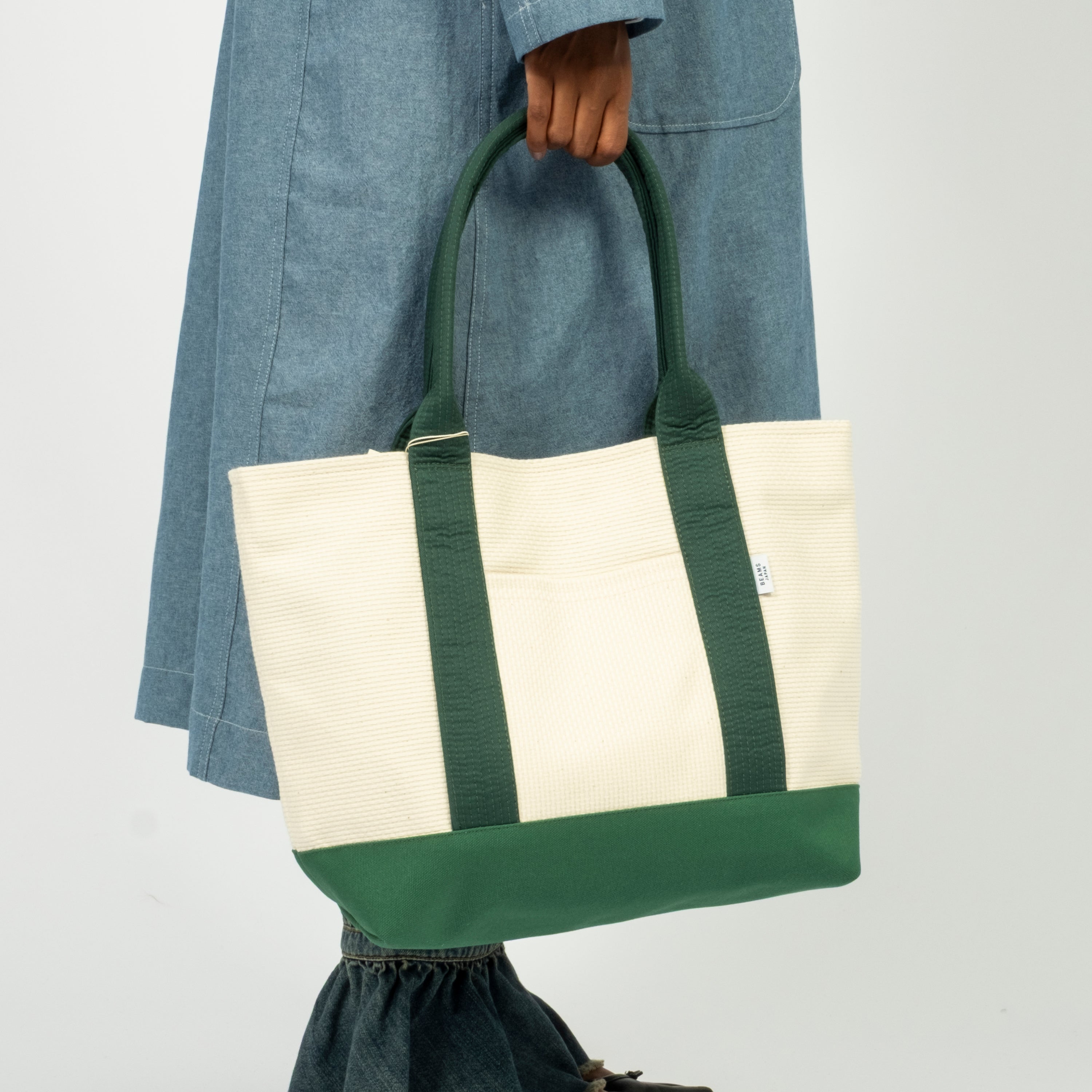 [BEAMS JAPAN x SASICCO] OBI TOTE BAG COLOR W _ GREEN