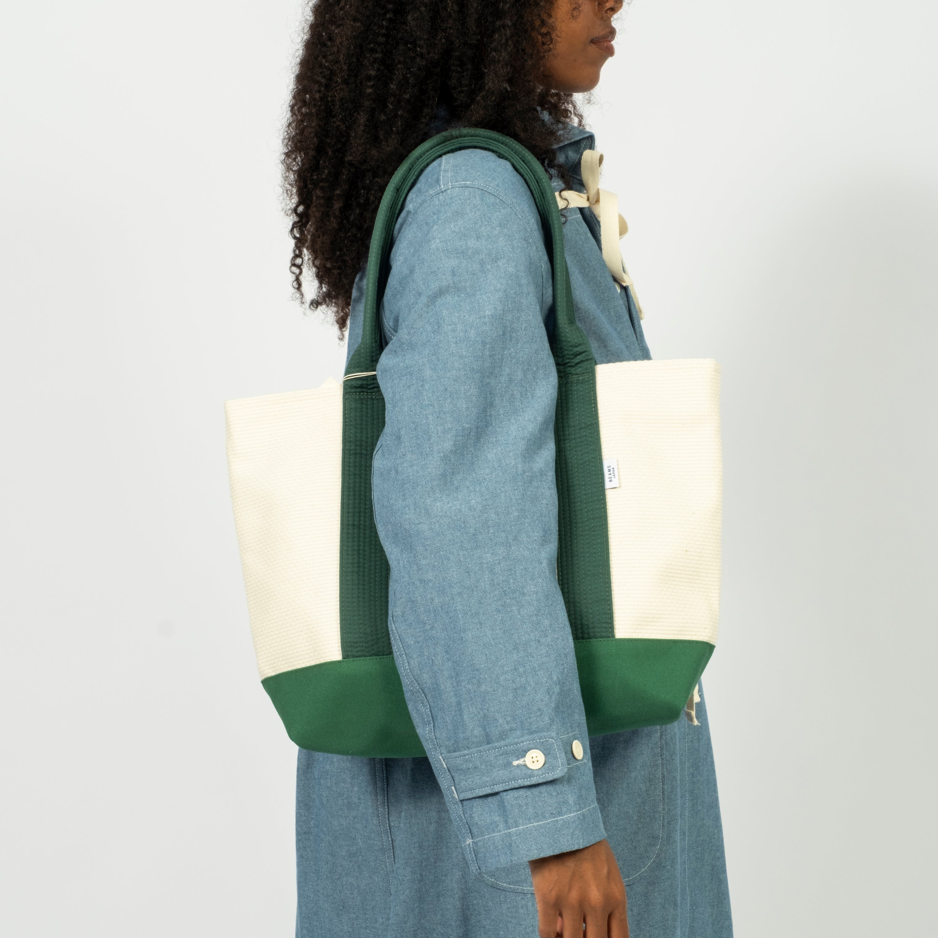 [BEAMS JAPAN x SASICCO] OBI TOTE BAG COLOR W _ GREEN