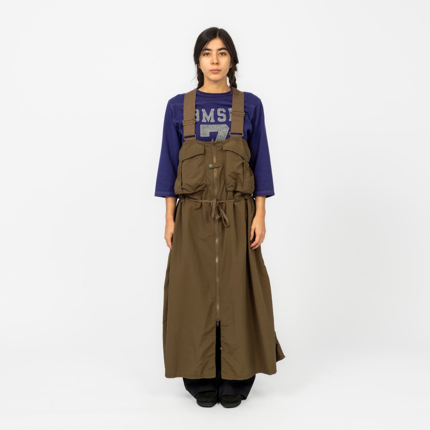 [BEAMS BOY] NYLON FISHING VEST ARRANGED DRESS _ OLIVE