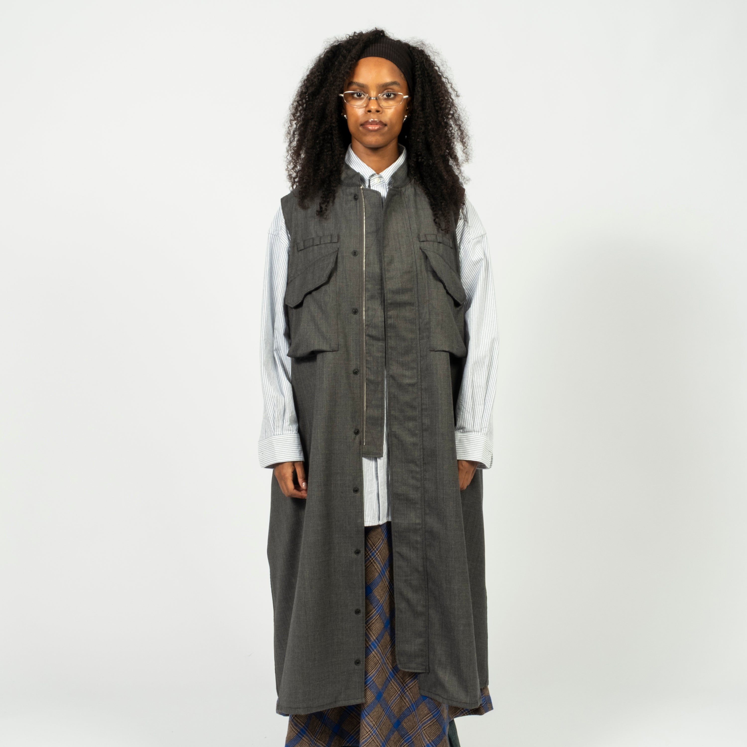 [TACTI] TROPICAL WOOL FLAK DRESS _ CHARCOAL