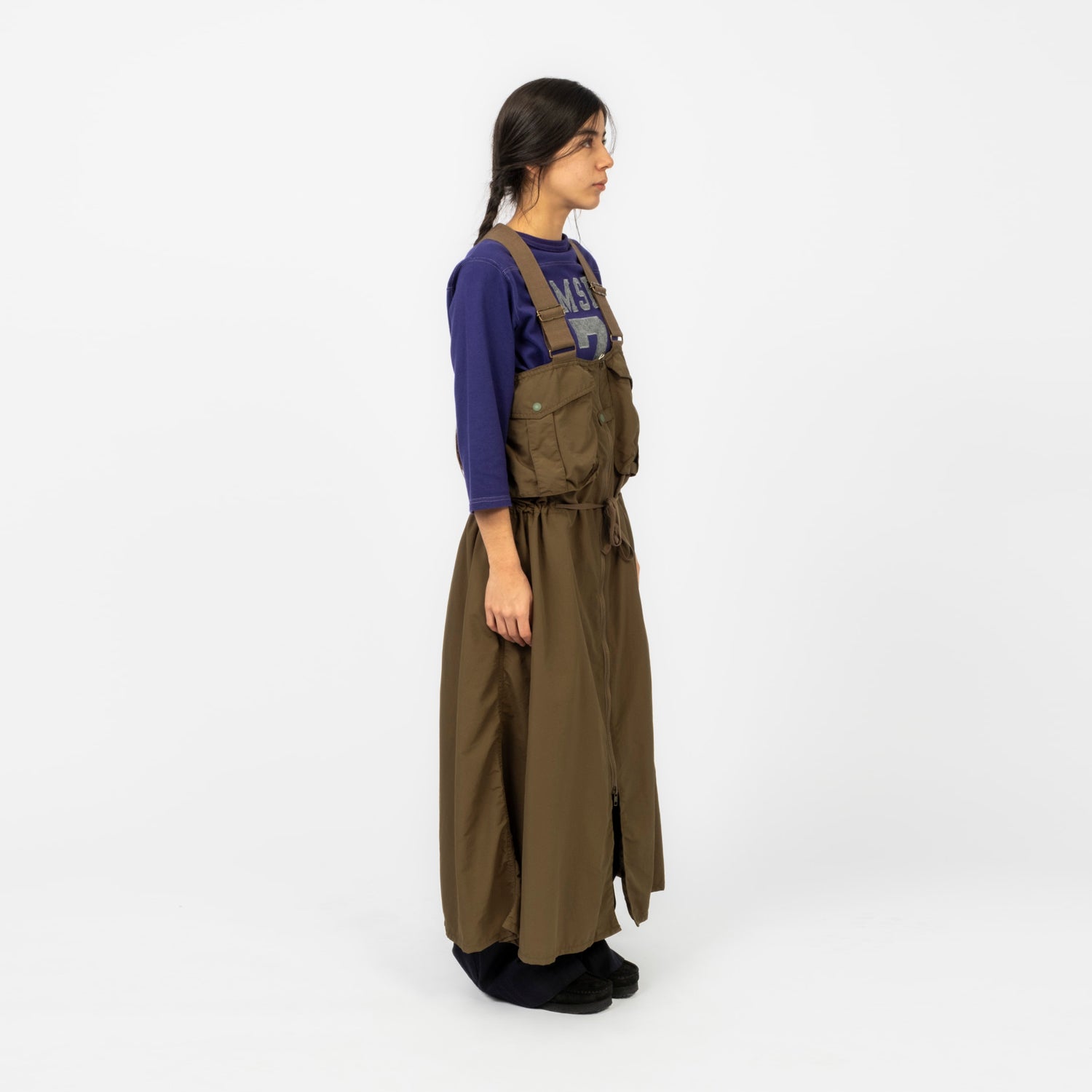 [BEAMS BOY] NYLON FISHING VEST ARRANGED DRESS _ OLIVE