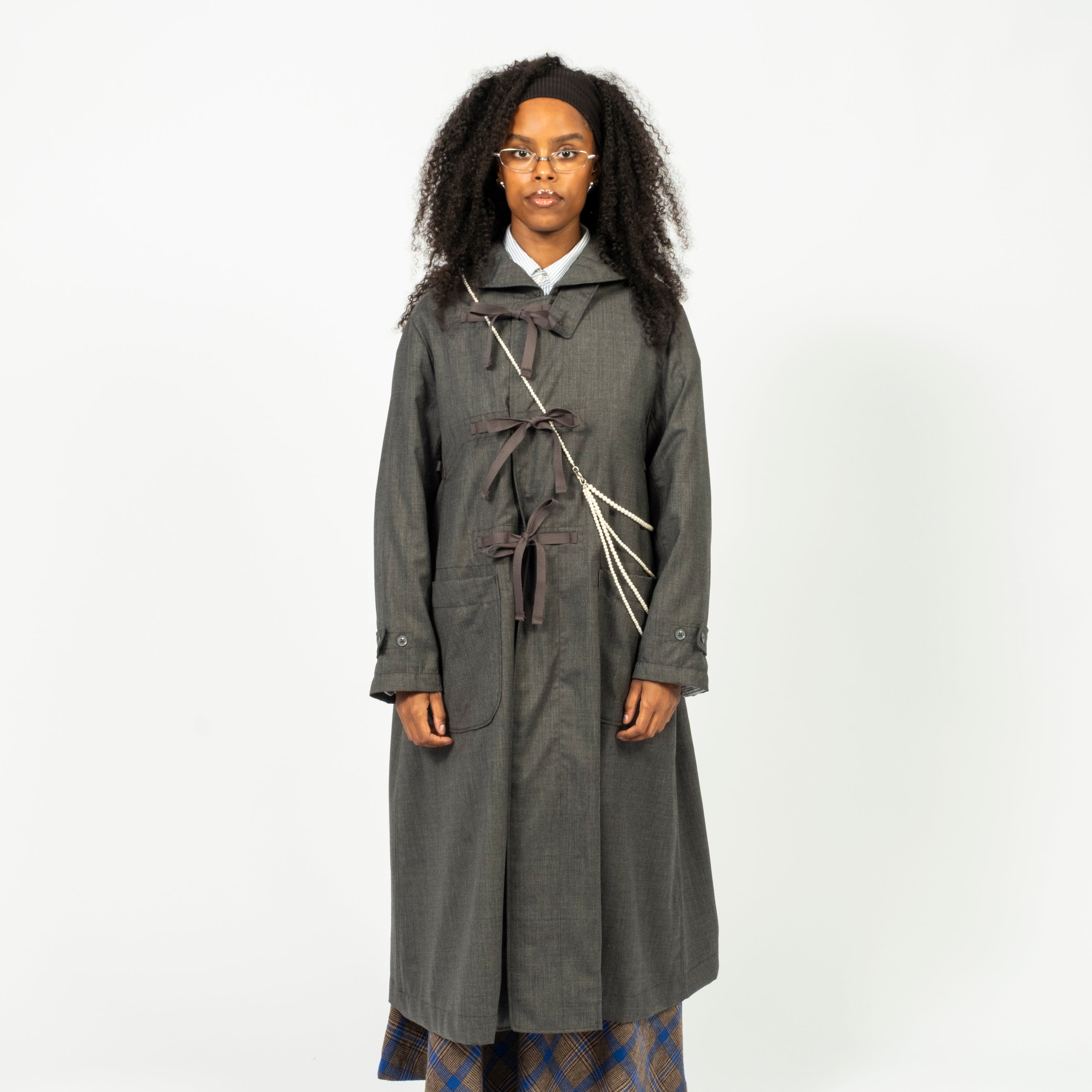 [TACTI] TROPICAL WOOL DUFFLE DRESS _ CHARCOAL