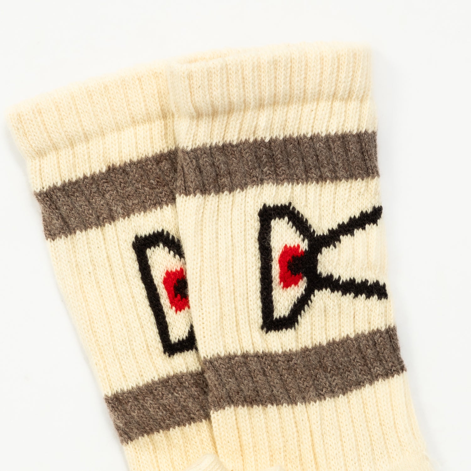 [DISTRICT VISION] USA COTTON SOCKS (2 PACK) _ CREAM-BROWN STRIPE