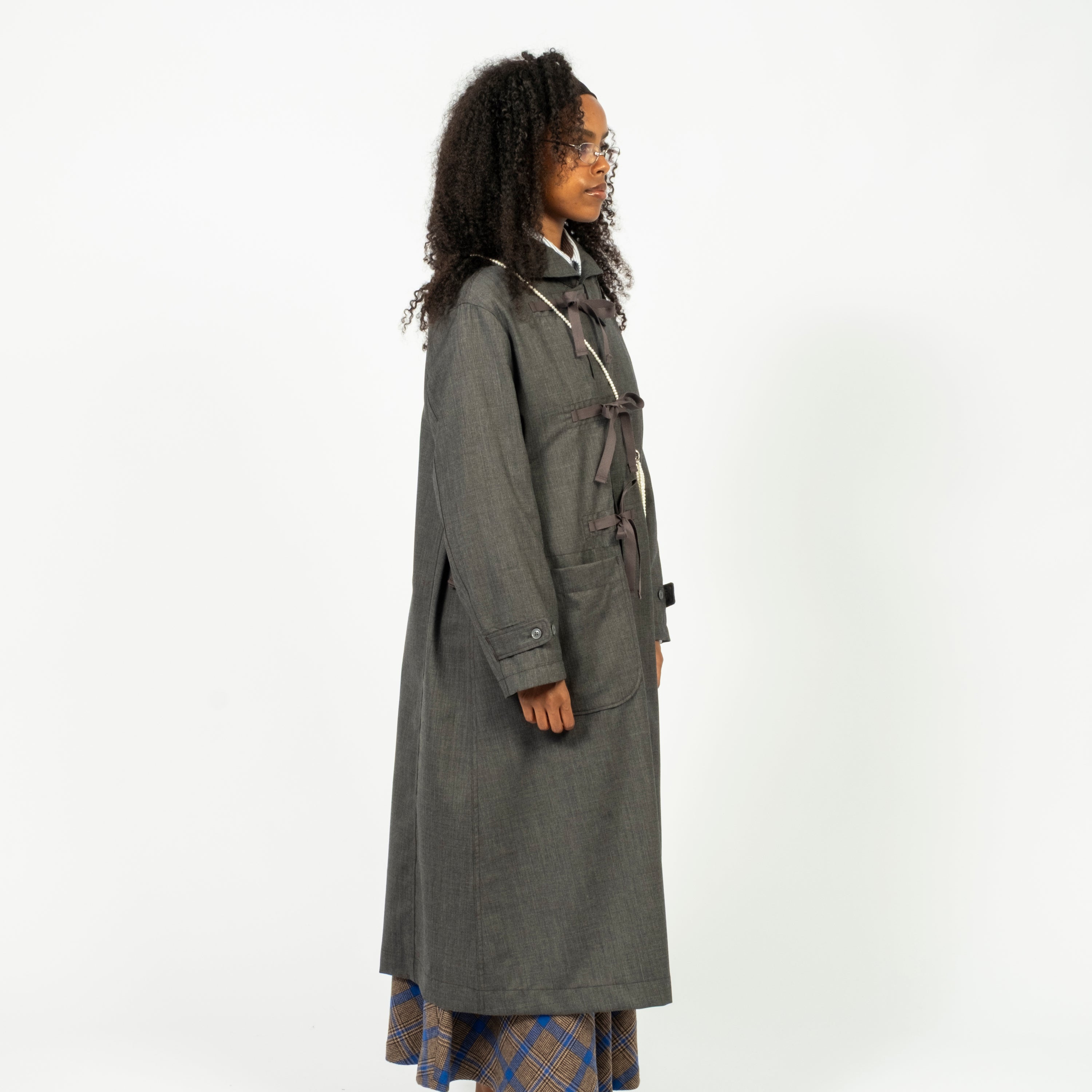 [TACTI] TROPICAL WOOL DUFFLE DRESS _ CHARCOAL