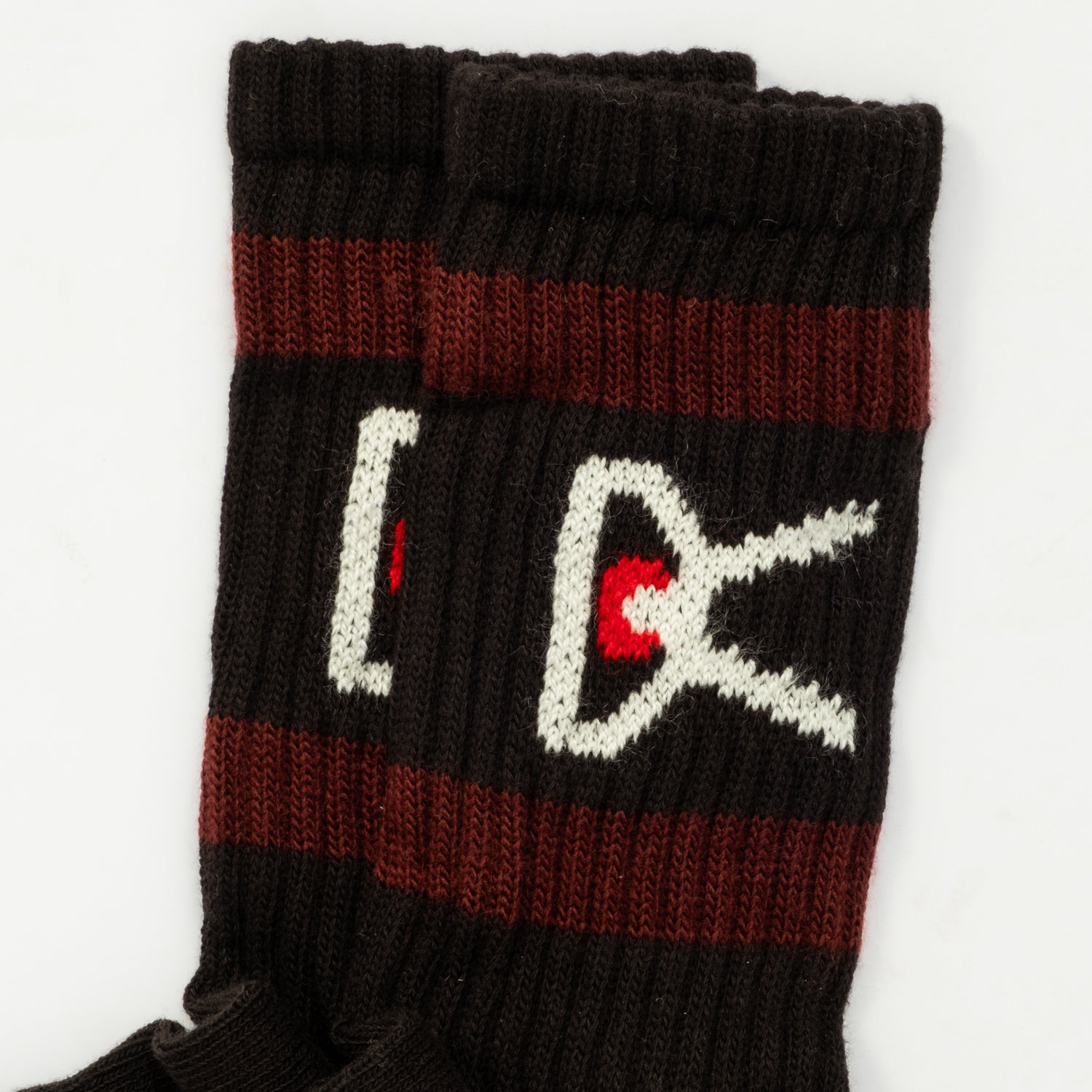 [DISTRICT VISION] USA COTTON SOCKS (2 PACK) _ BLACK BURGUNDY STRIPE