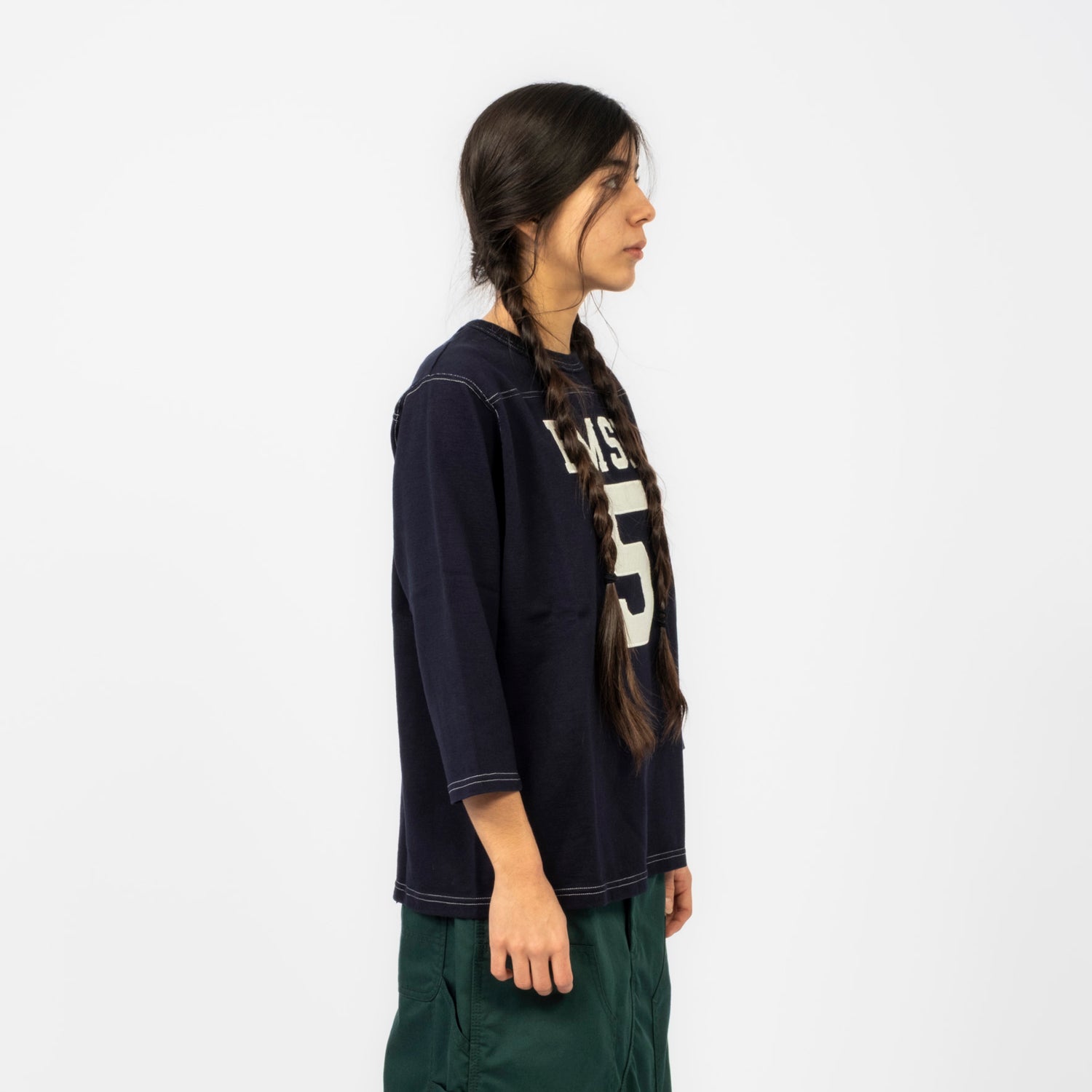 [BEAMS BOY] O.KNIT F/B3/4 _ NAVY