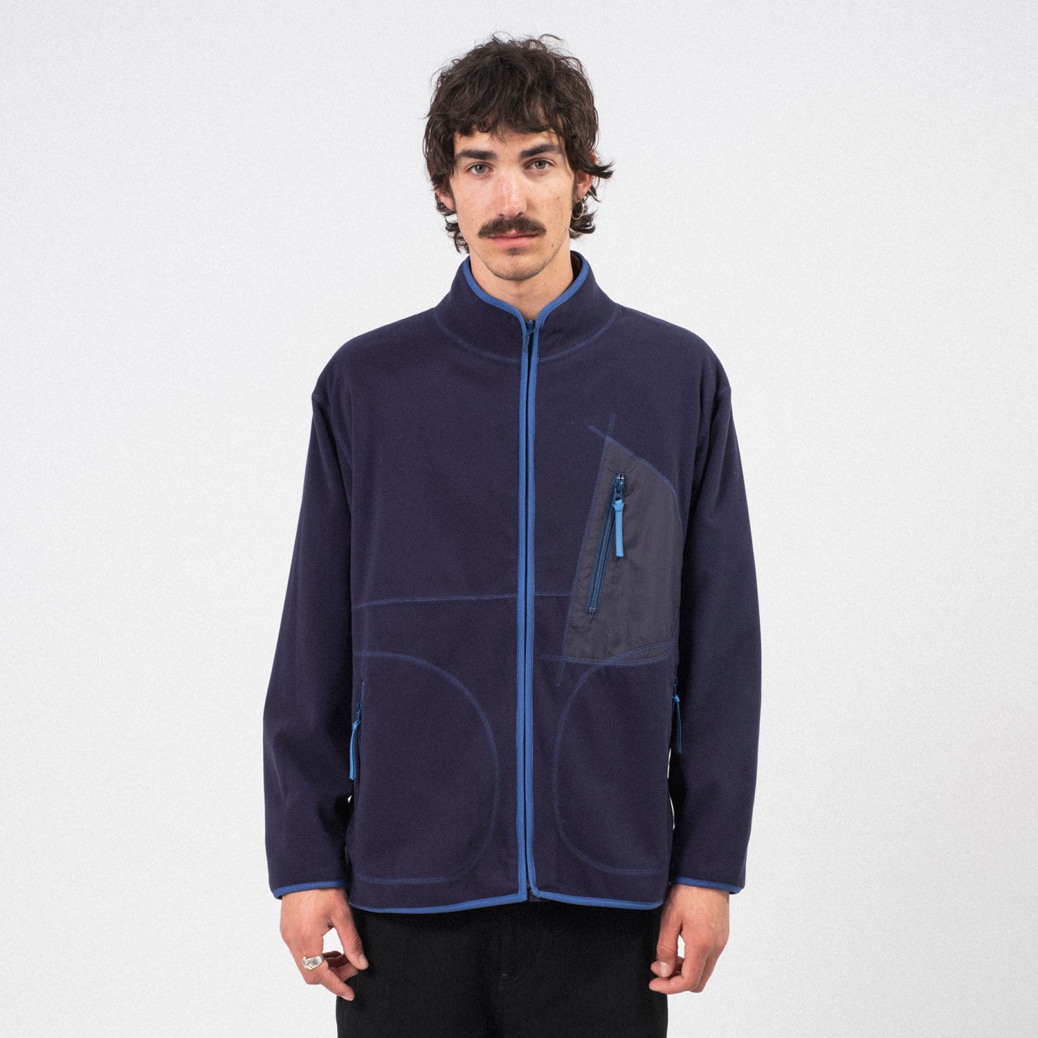 [PORTER CLASSIC] FLEECE ZIP UP JACKET POLARTEC _ NAVY