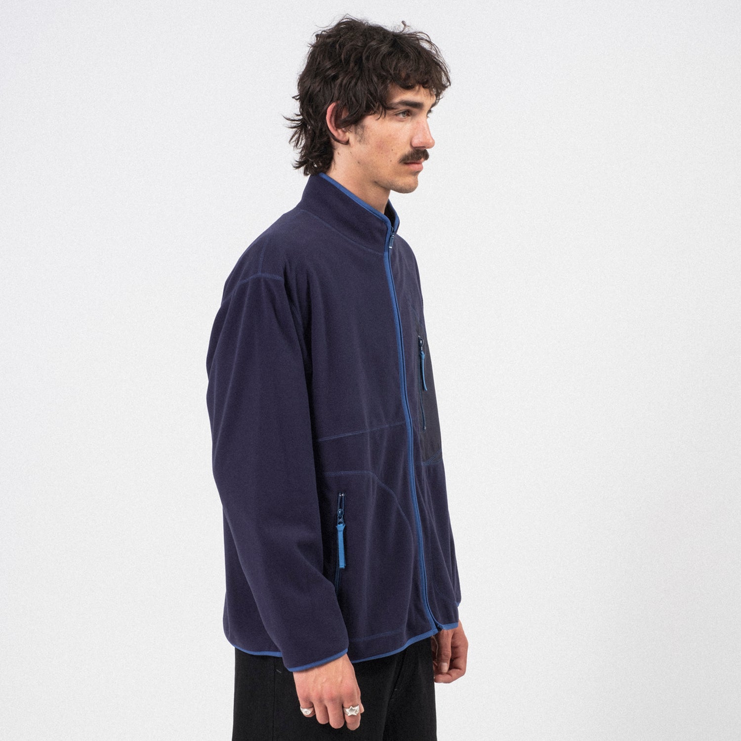 [PORTER CLASSIC] FLEECE ZIP UP JACKET POLARTEC _ NAVY