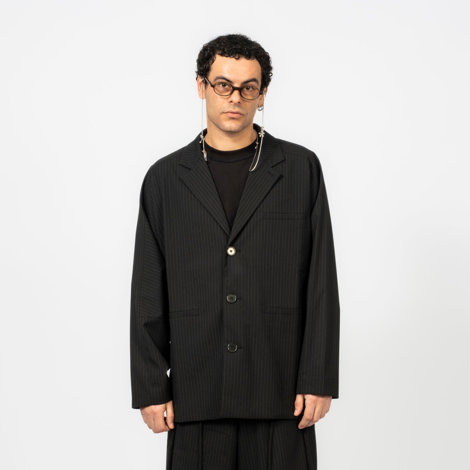 [AJOBYAJO] STRIPE BATWING JACKET _ BLACK
