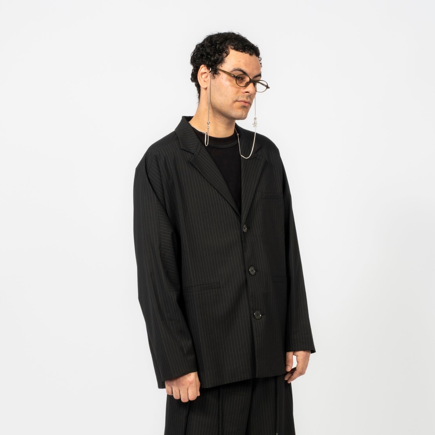 [AJOBYAJO] STRIPE BATWING JACKET _ BLACK