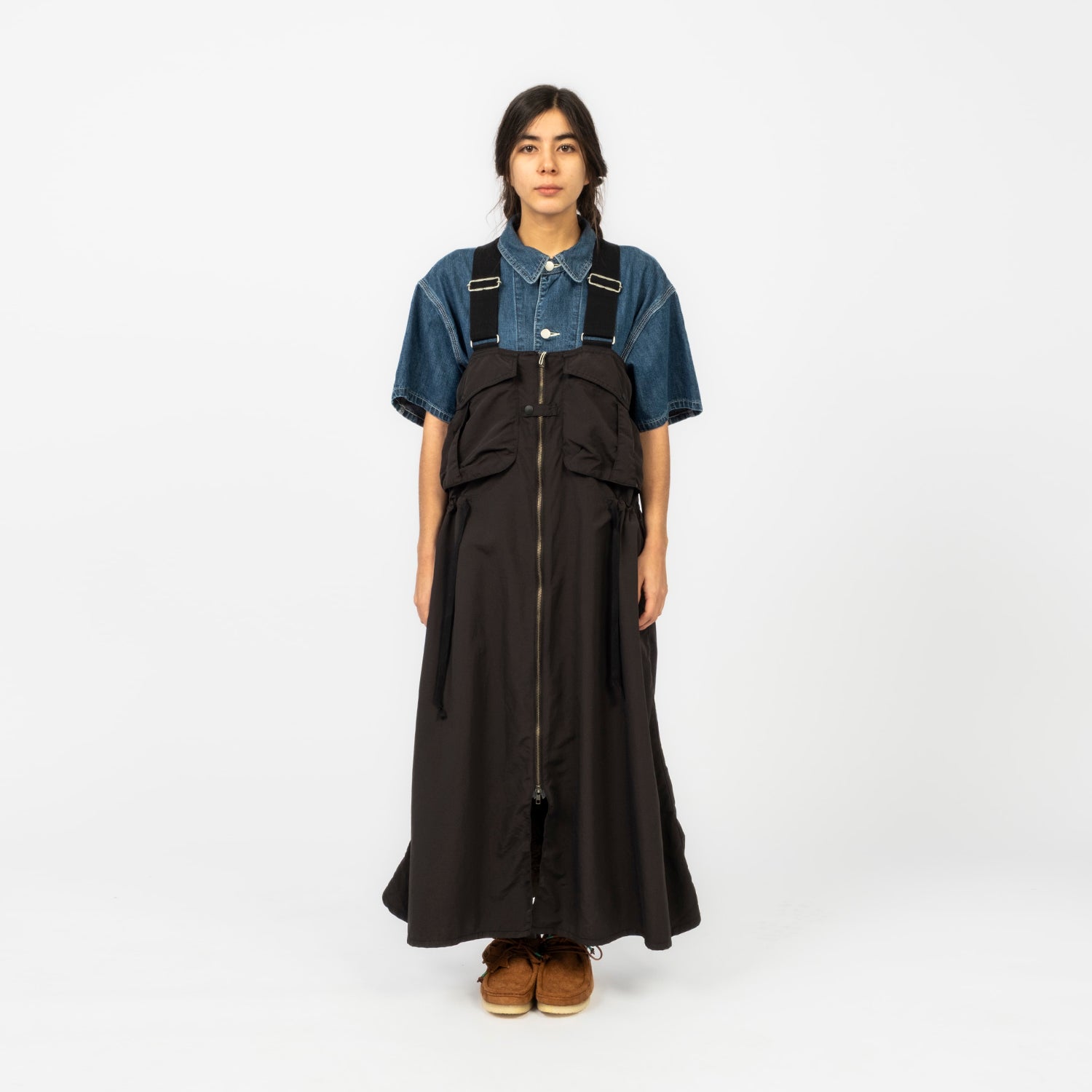 [BEAMS BOY] NYLON FISHING VEST ARRANGED DRESS _ BLACK
