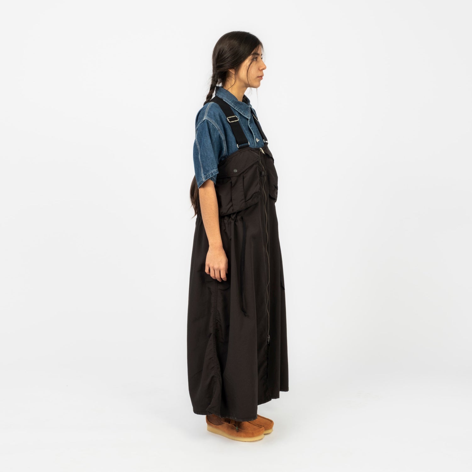 [BEAMS BOY] NYLON FISHING VEST ARRANGED DRESS _ BLACK