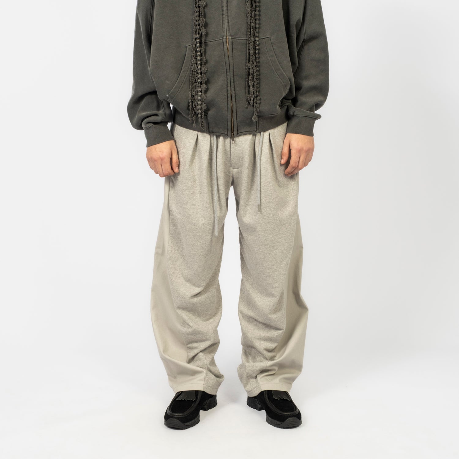 [AJOBYAJO] DUAL FABRIC HYBRID PANTS _ MELANGE GREY