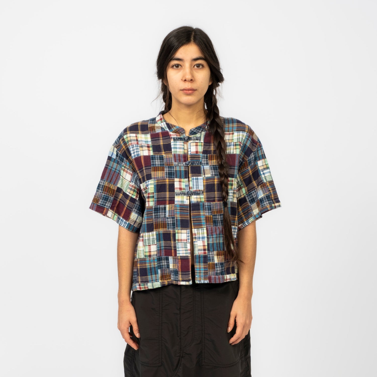 [BEAMS BOY] BOY PATCH WORK SHORT SLEEVE _ BLUE MULTI