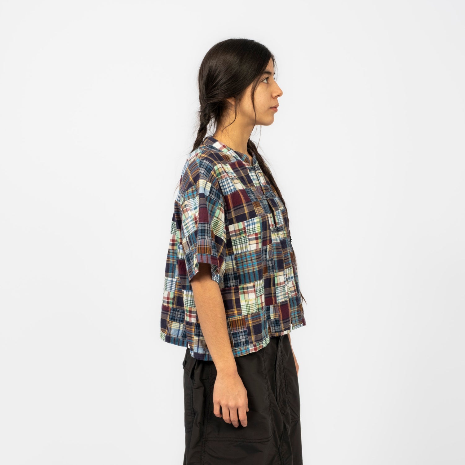 [BEAMS BOY] BOY PATCH WORK SHORT SLEEVE _ BLUE MULTI