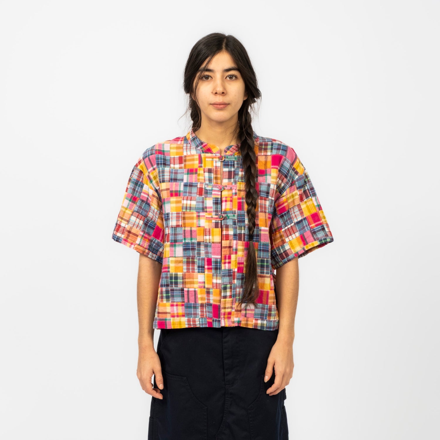 [BEAMS BOY] BOY PATCH WORK SHORT SLEEVE _ PINK MULTI