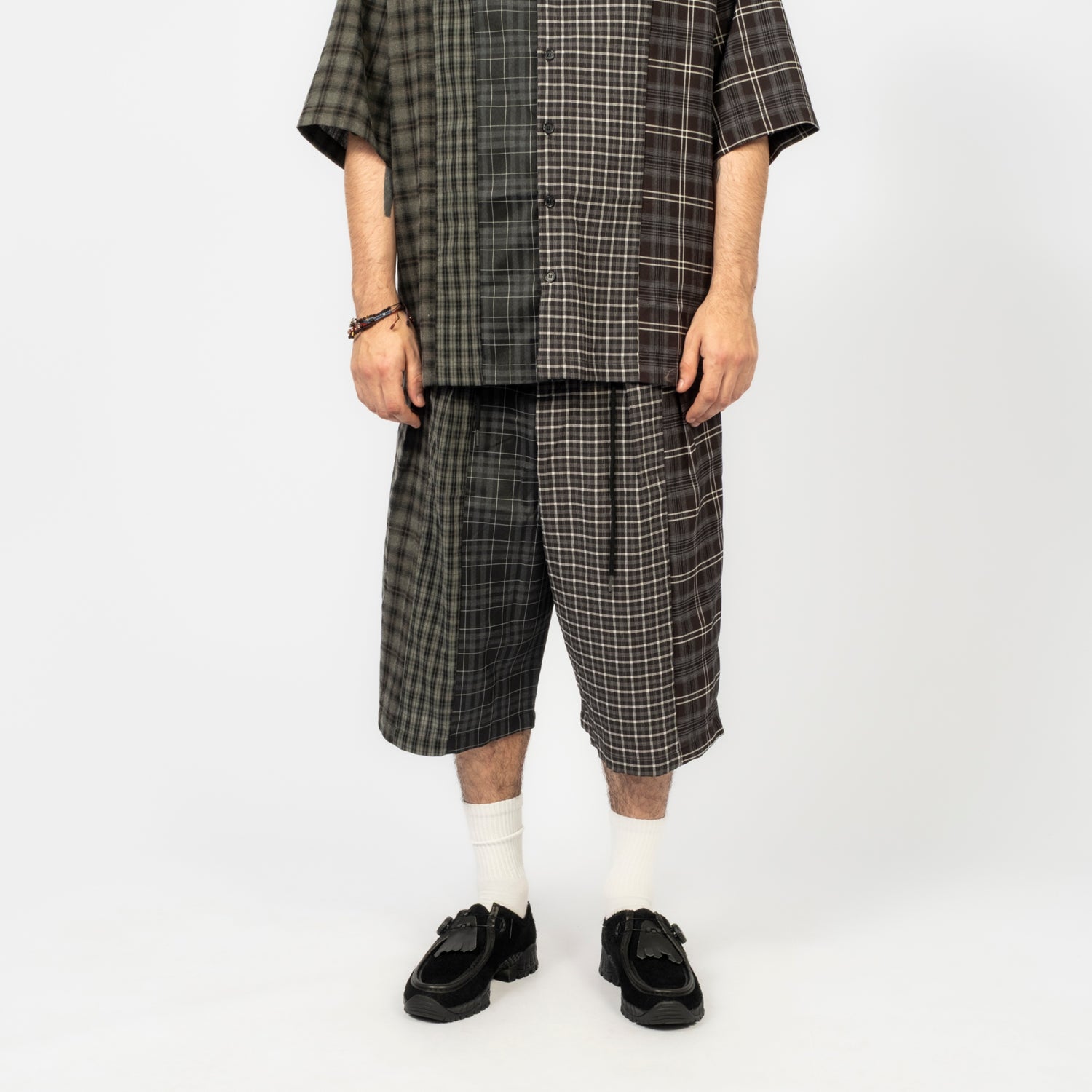 [AJOBYAJO] CHECK MIXED BERMUDA PANTS _ BLACK